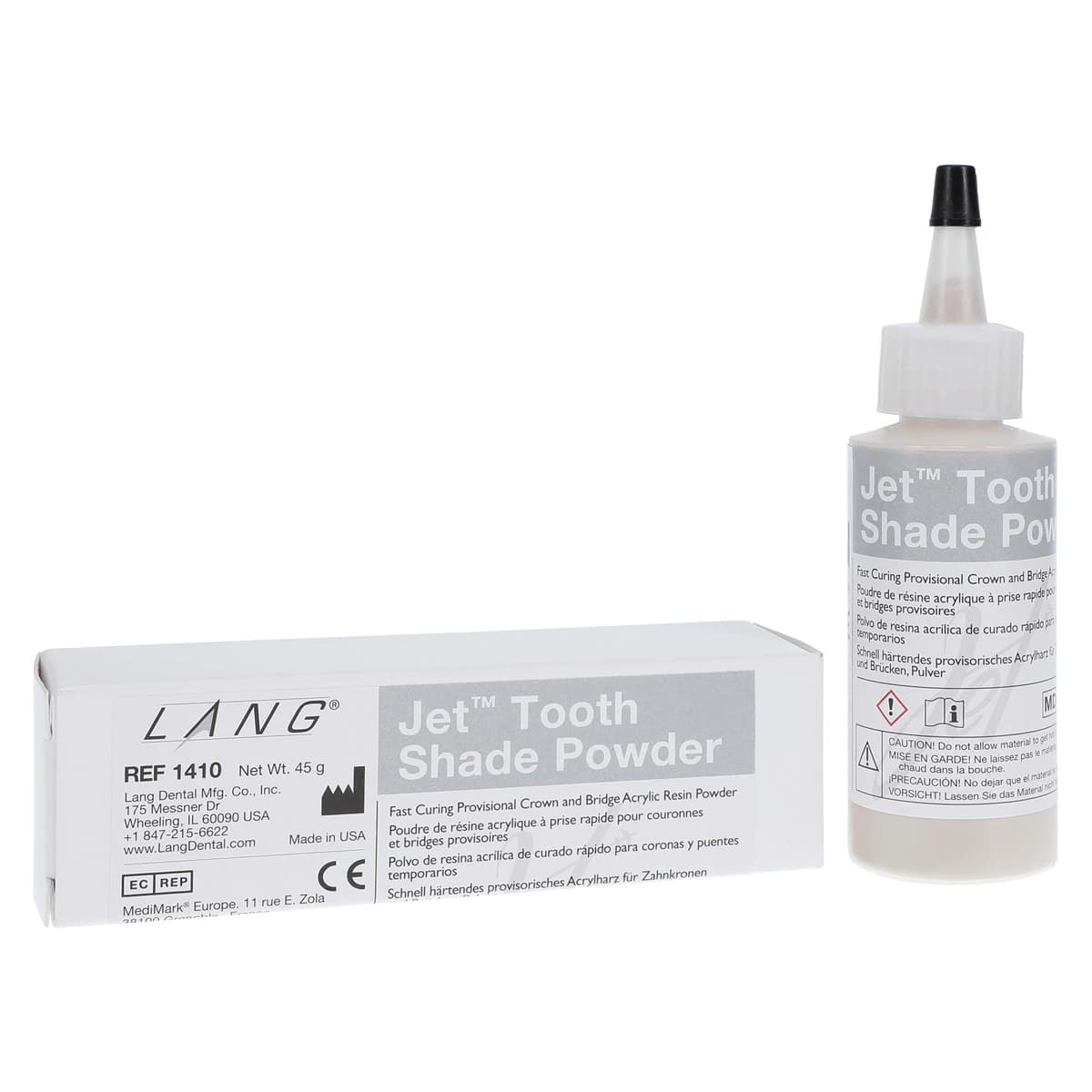 Jet Tooth Shade Self-Curing Acrylic Resin Powder, Shade C4, 2 oz (45 g) Bottle, 1/Pk, 1410-C4 - Jet Tooth Shade Temporary C&B Acrylic Resin, Powder, 2 oz, C4, 1/Pk - Image 1