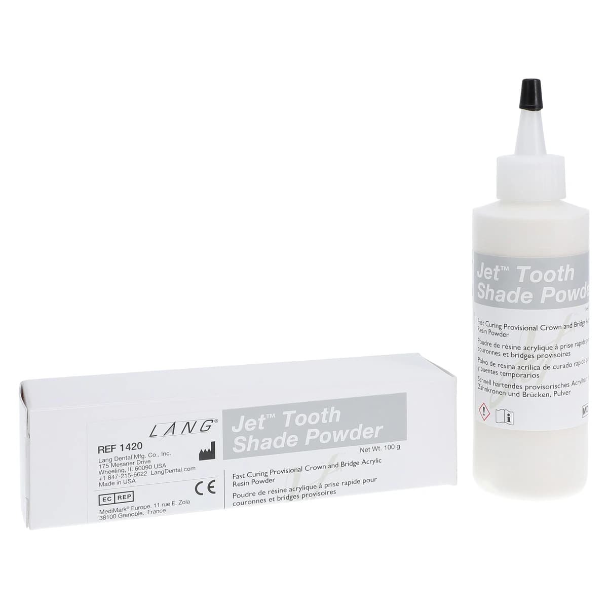 Jet Tooth Shade Acrylic Powder, Shade A2, Self-Cure, 4 oz Refill Bottle - Jet Tooth Shade Acrylic Powder - Image 1