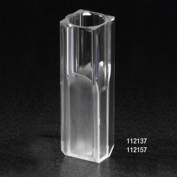 Globe Scientific Disposable PMMA Spectrophotometer Cuvette, 1.5 mL, Clear, 2 Clear Sides, No Closure, 500/Case - Cuvette Spectrophotometer - Image 1