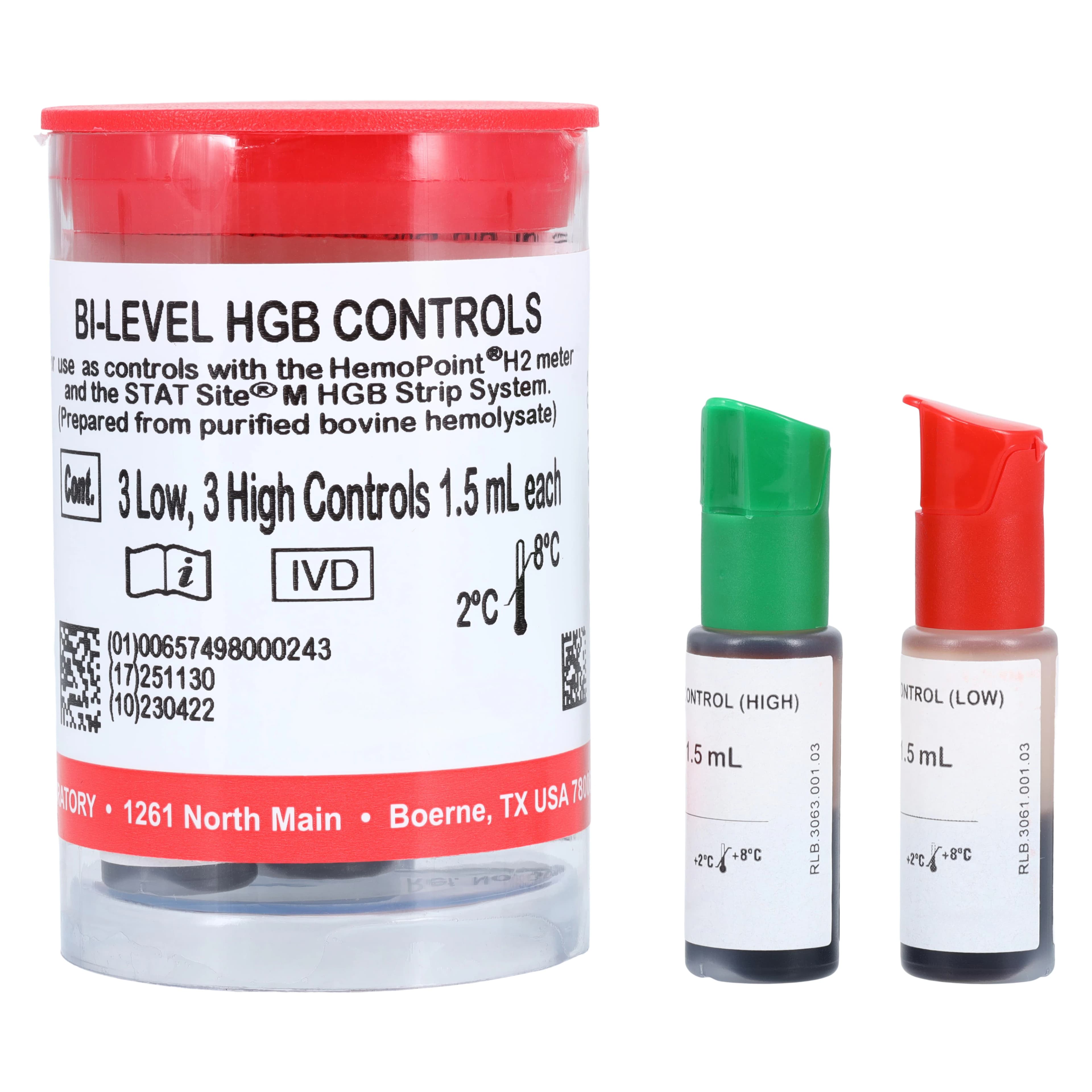 HemoPoint H2 Hemoglobin Bi-Level Control, 6 x 1.5 mL, 6/Box - HemoPoint H2 Hgb Controls - Image 1