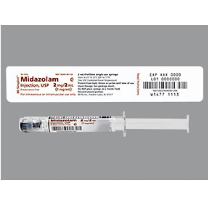 Midazolam Injection 1 mg/mL Simplist Prefilled Syringe, 2 mL, 24/Package - Midazolam Inj Simp PF Syringe - Image 1
