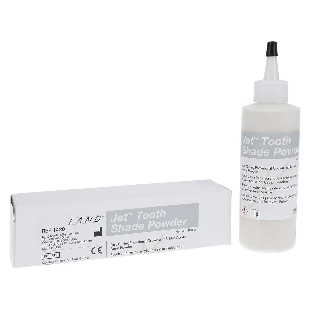Jet Tooth Shade Temporary C&B Acrylic Resin Powder, Shade C3, 4 oz (113 g), 1/Pk, 1420-C3 - Jet Tooth Shade Temporary C&amp;B Acrylic Resin, Powder, 4 oz, C3, 1/Pk - Image 1
