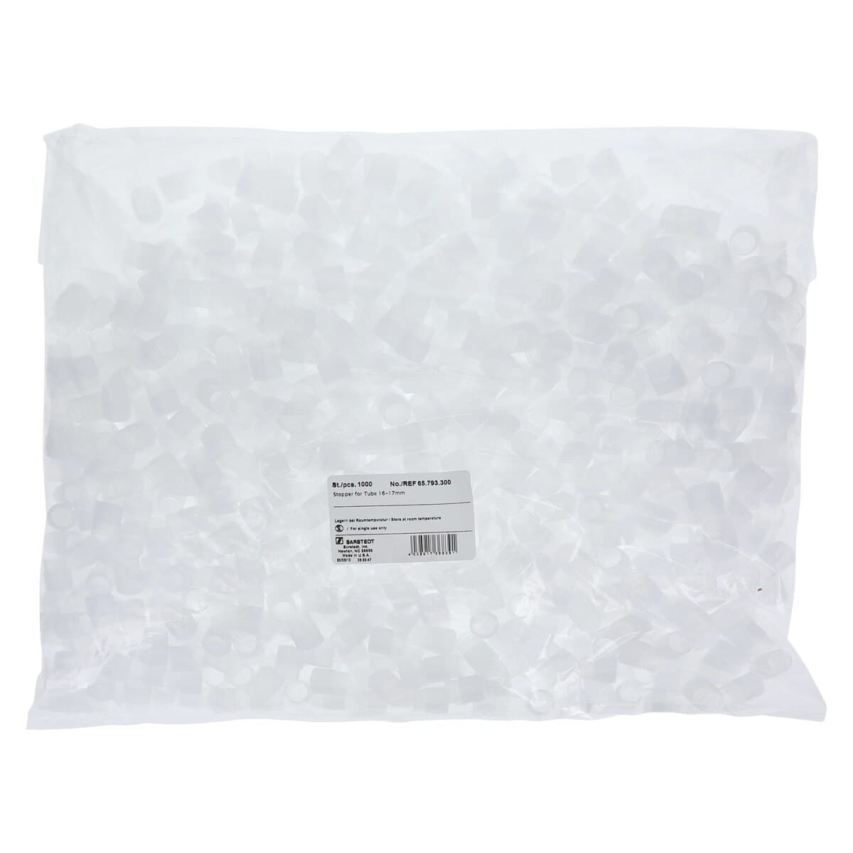 Sarstedt Push Tube Cap, LDPE, Clear, for 16-17 mm Tubes, 1000/Pk thumbnail 4
