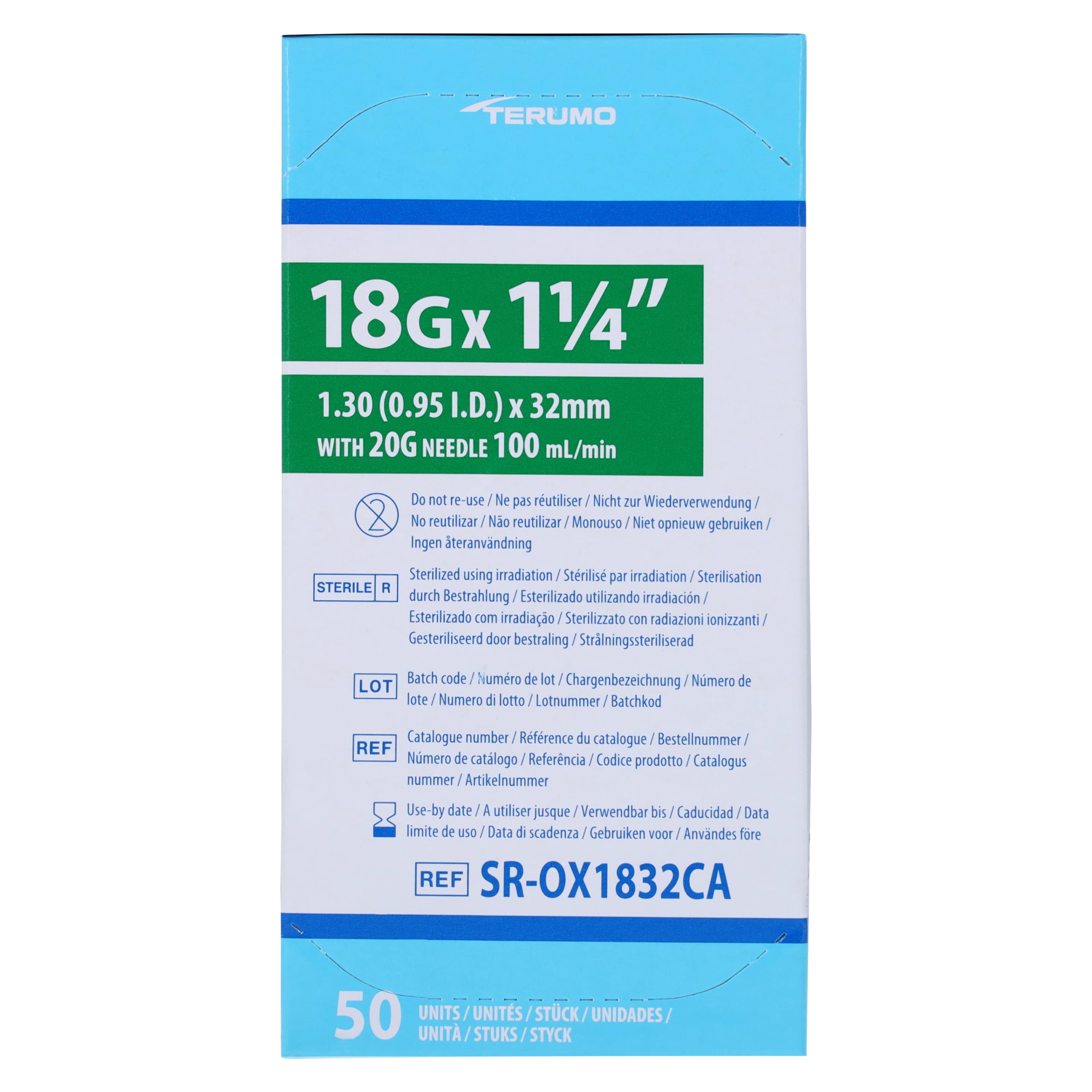 Terumo Surflo IV Catheter, 18 Gauge, 1-1/4", Double-Bevel ETFE, Sterile, Latex-Free, Green, 50/Box thumbnail 2