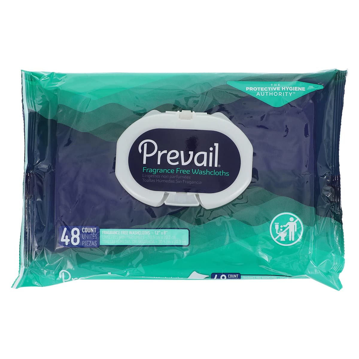 Prevail Premium Disposable Washcloth, Quilted Fabric, Unscented, 8x12", White, Soft Pack, 12/Case - Washcloth Soft Pack Unscnt - Image 1