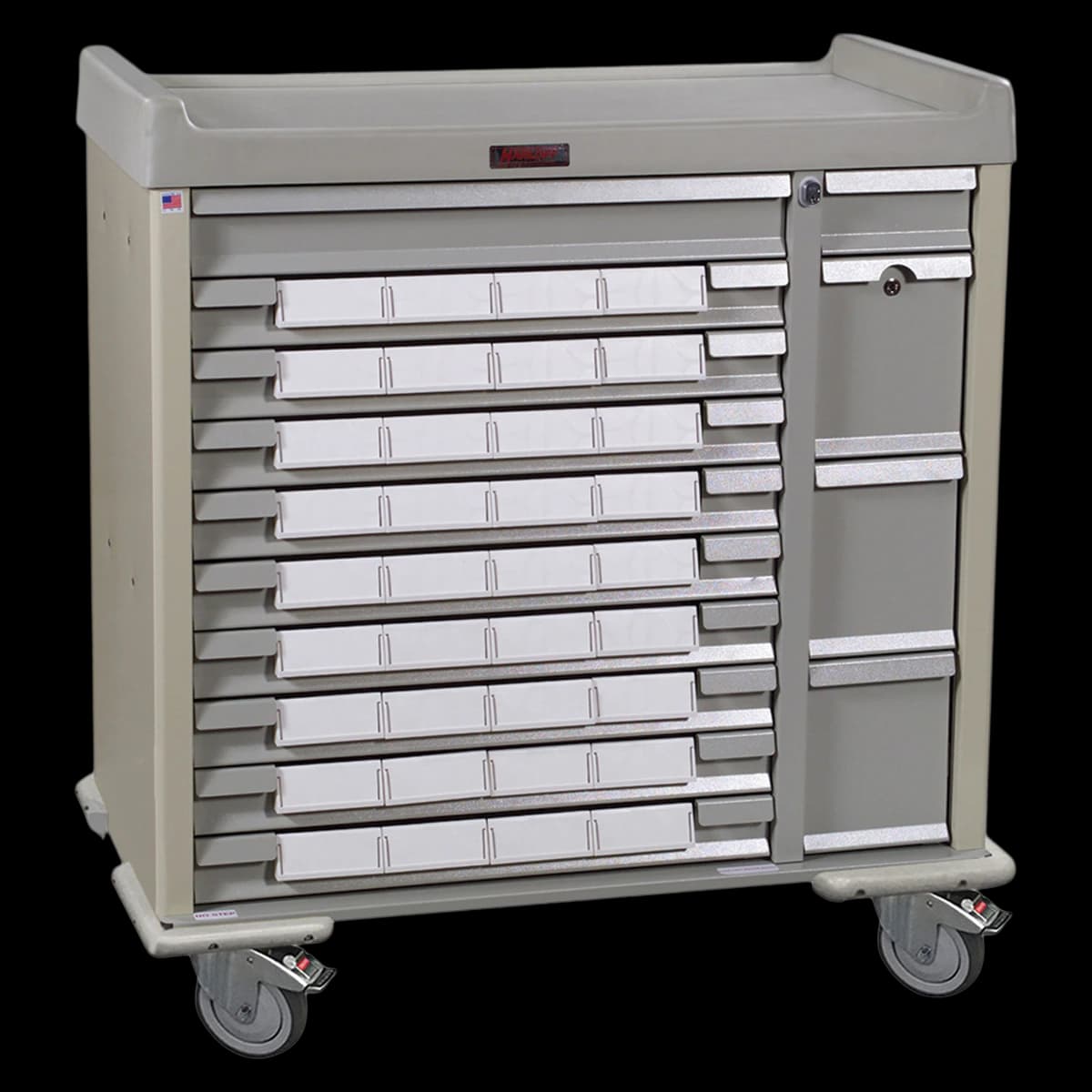 Harloff Medication Cart, Standard, 14 Drawers, Steel - Cart Med Std 14 Drw Stl - Image 1