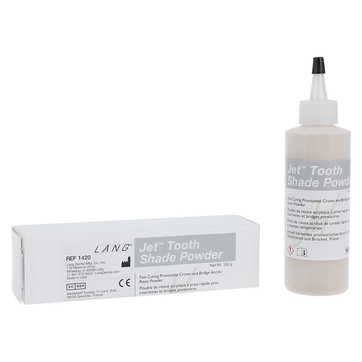 Jet™ Tooth Shade Acrylic Powder #C4, 4 oz, Self-Cure, Powder Only, 01KEZKNHYD59RAZ2R20FG47A46 - Jet™ Tooth Shade Acrylic Powder #C4 4oz - Image 1