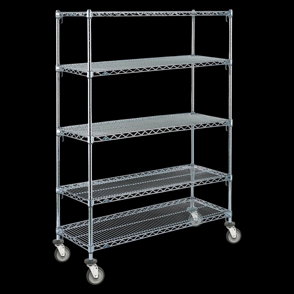 InterMetro Super Erecta Stem Caster Cart, Adjustable Wire Shelving, Chrome, 18" x 36" - Cart Stem Caster Adj Wire/Chr - Image 1