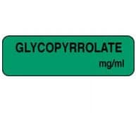 Anesthesia Label, Glycopyrrolate, Green, 1-1/4" x 3/8", 1000/Roll - Label Anes Glycopyrrolate - Image 1