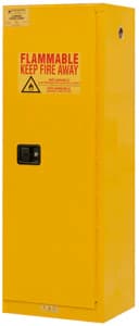 Durham Manufacturing Flammable Safety Cabinet, Red/Yellow, 23-5/16"W x 18-1/8"D x 65"H, 3-Point Lock, 2 Shelves - Cabinet Safety - Image 1