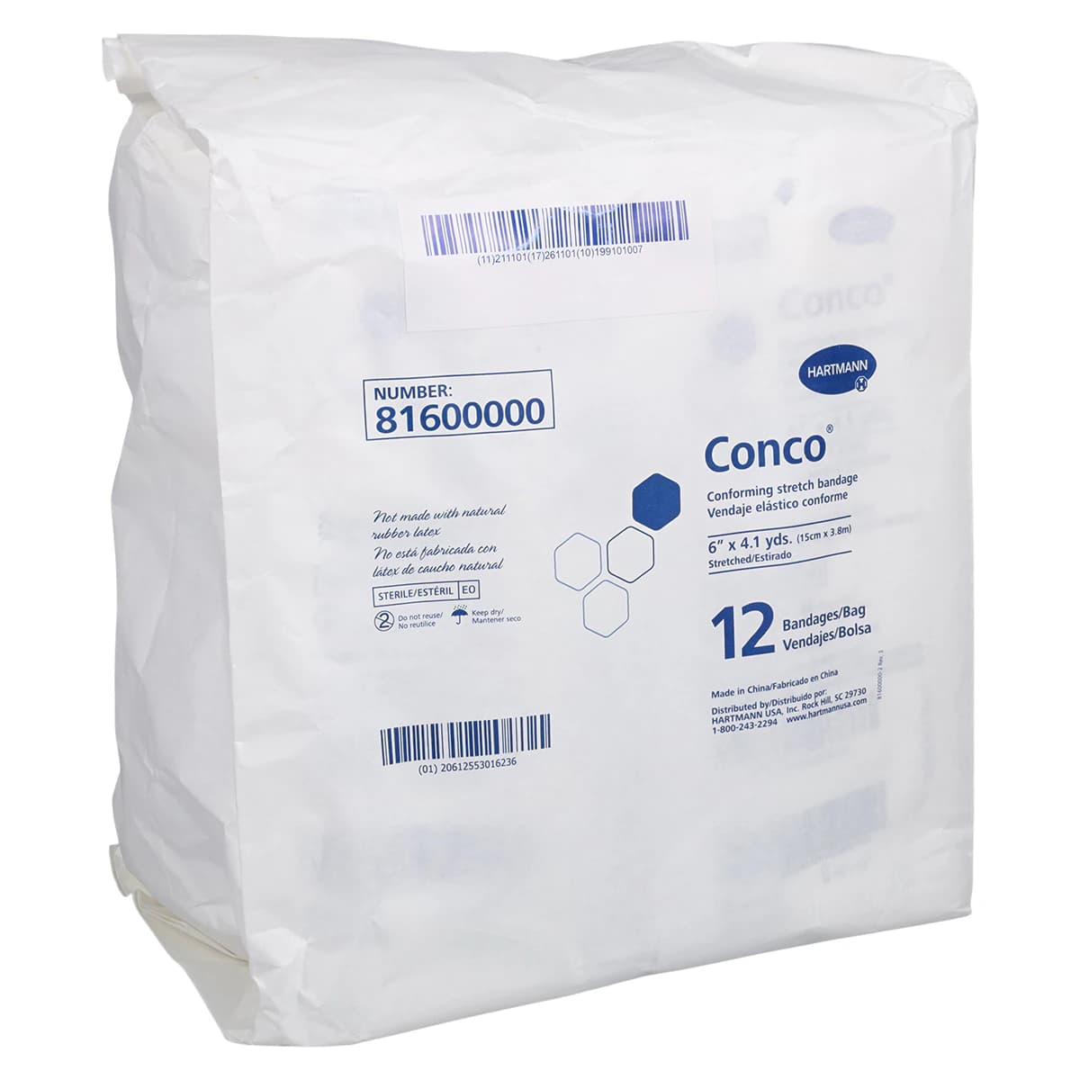 Hartmann Conforming Bandage, Polyester, 6" x 4.1 yd, Sterile, 12/Bag - Bandage Confrm Conco ST - Image 1