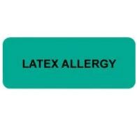 Precision Dynamics Latex Allergy Label, Green, 2-1/4" x 7/8", 1000/Roll - Label Latex Allergy Green - Image 1