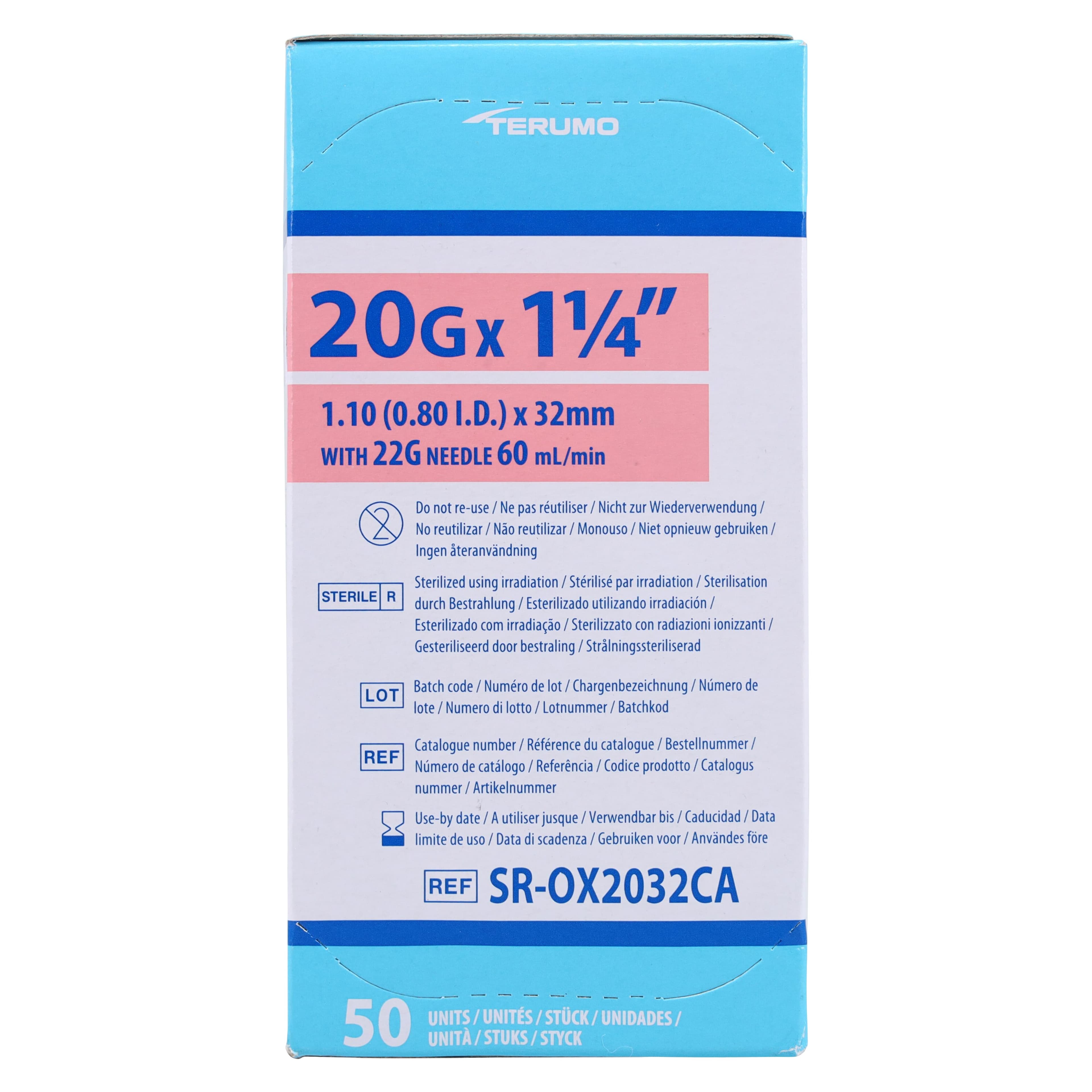 Terumo Surflo IV Catheter, 20 Gauge, 1-1/4", Double-Bevel ETFE, Sterile, Latex-Free, Pink, 50/Box thumbnail 2