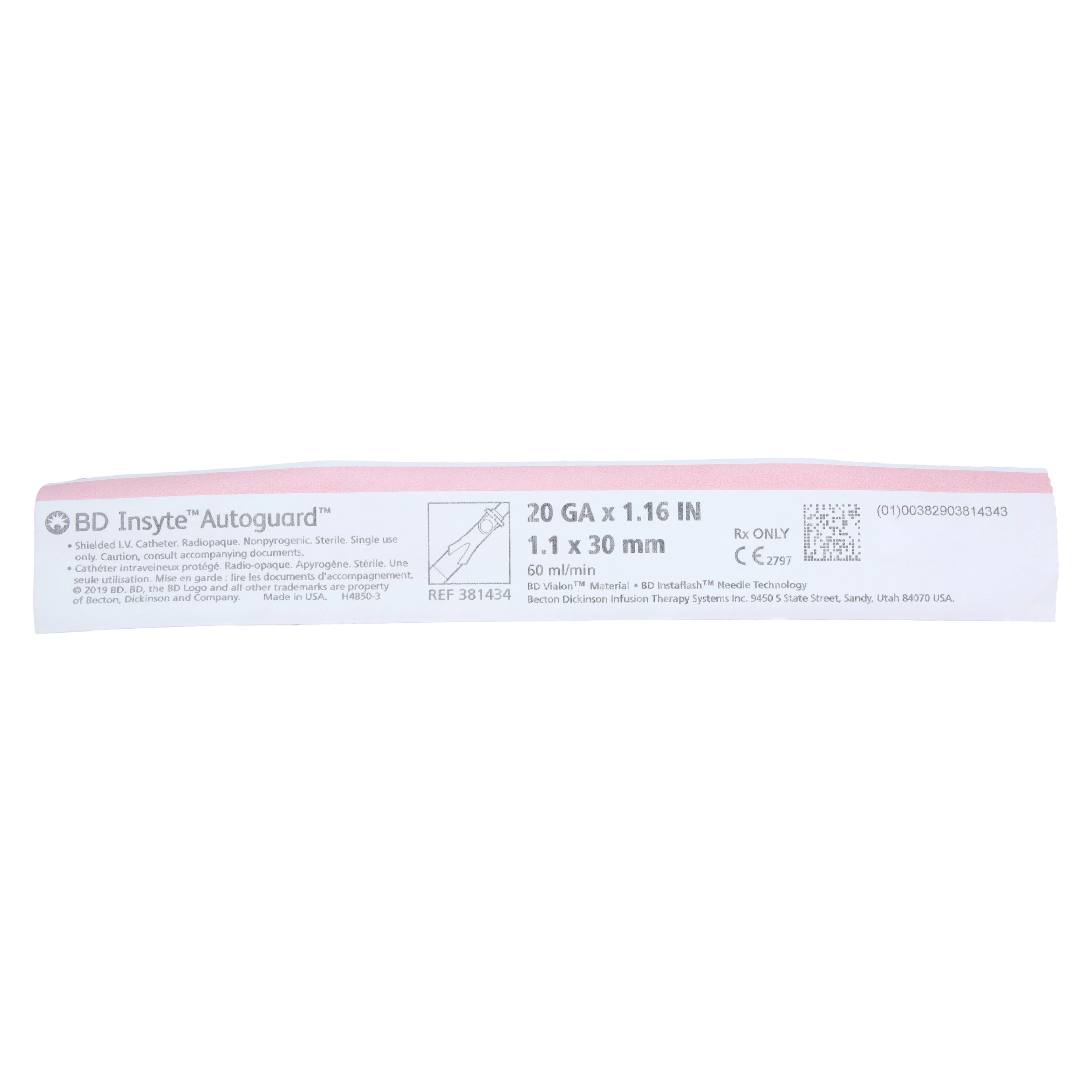 Insyte Autoguard IV Catheter, 20 Gauge, 1.16" Notched Needle, Shielded, Pink, 50/Box thumbnail 6
