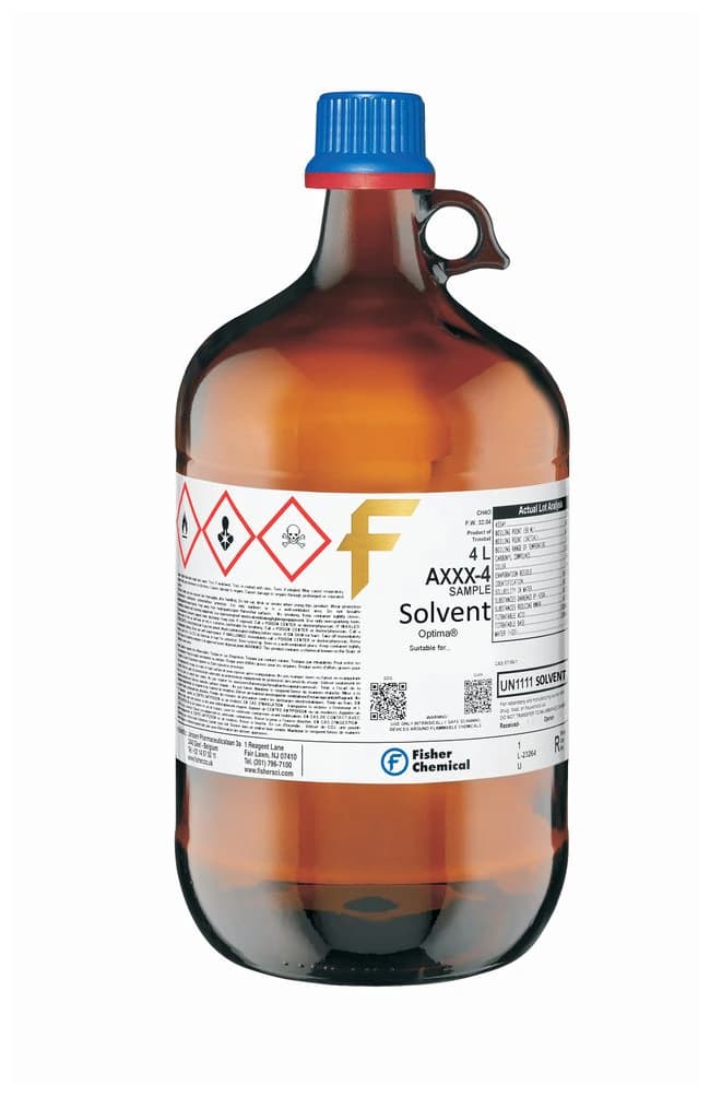Fisher Scientific Ethyl Acetate HPLC Optima Reagent, 4L Bottle, 4/Case - Ethyl Acetate HPLC Optima - Image 1