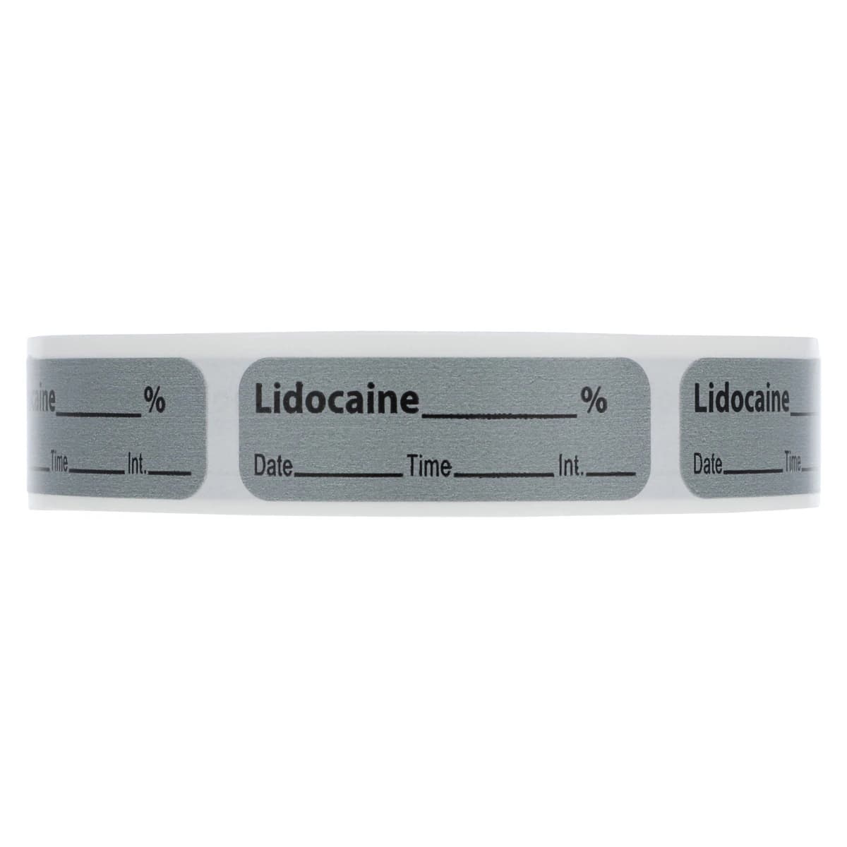 Precision Dynamics Anesthesia Label Lidocaine, Gray, 1.5" x 0.5", 600/Roll thumbnail 2