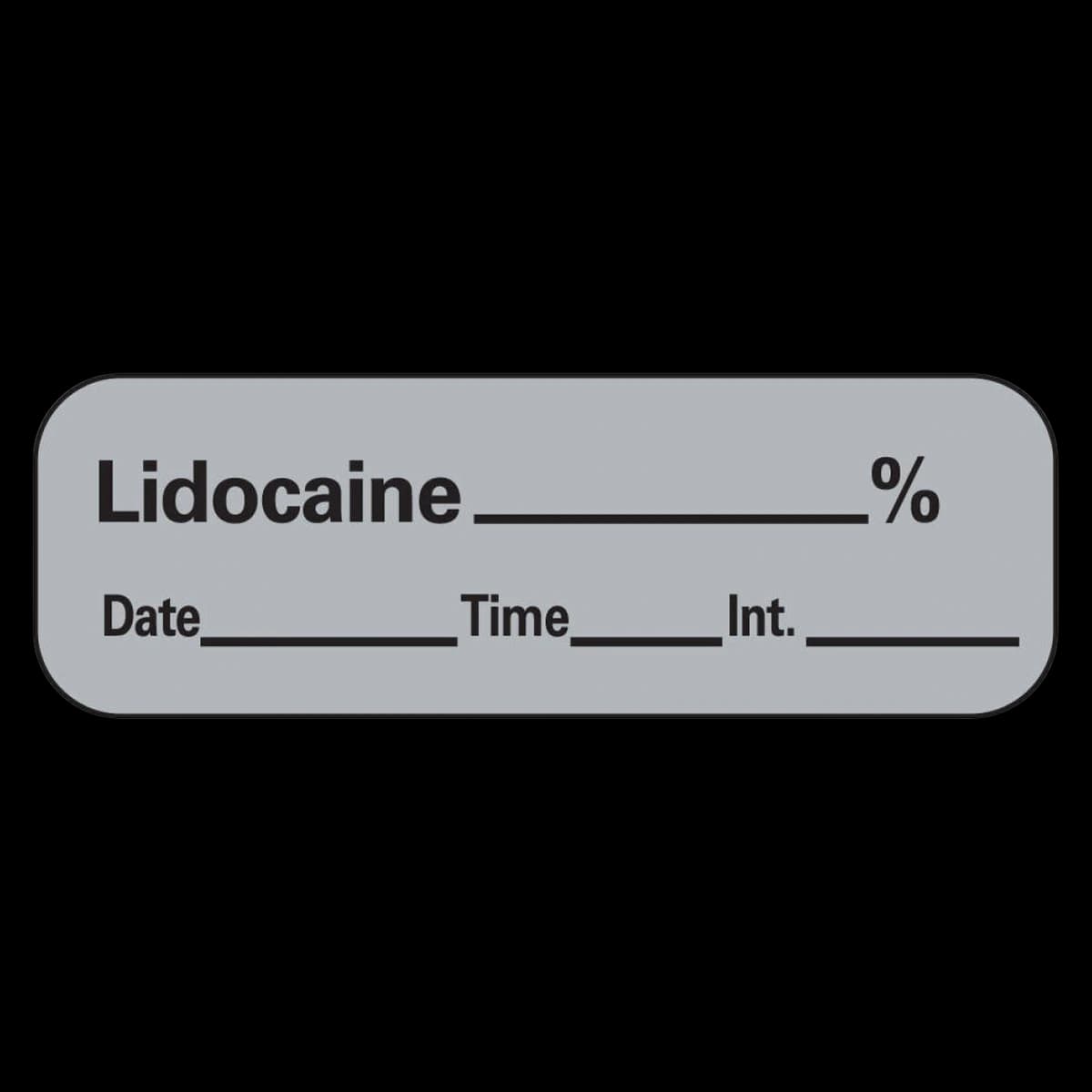 Precision Dynamics Anesthesia Label Lidocaine, Gray, 1.5" x 0.5", 600/Roll - Label Lidocaine 1.5x.5" - Image 1
