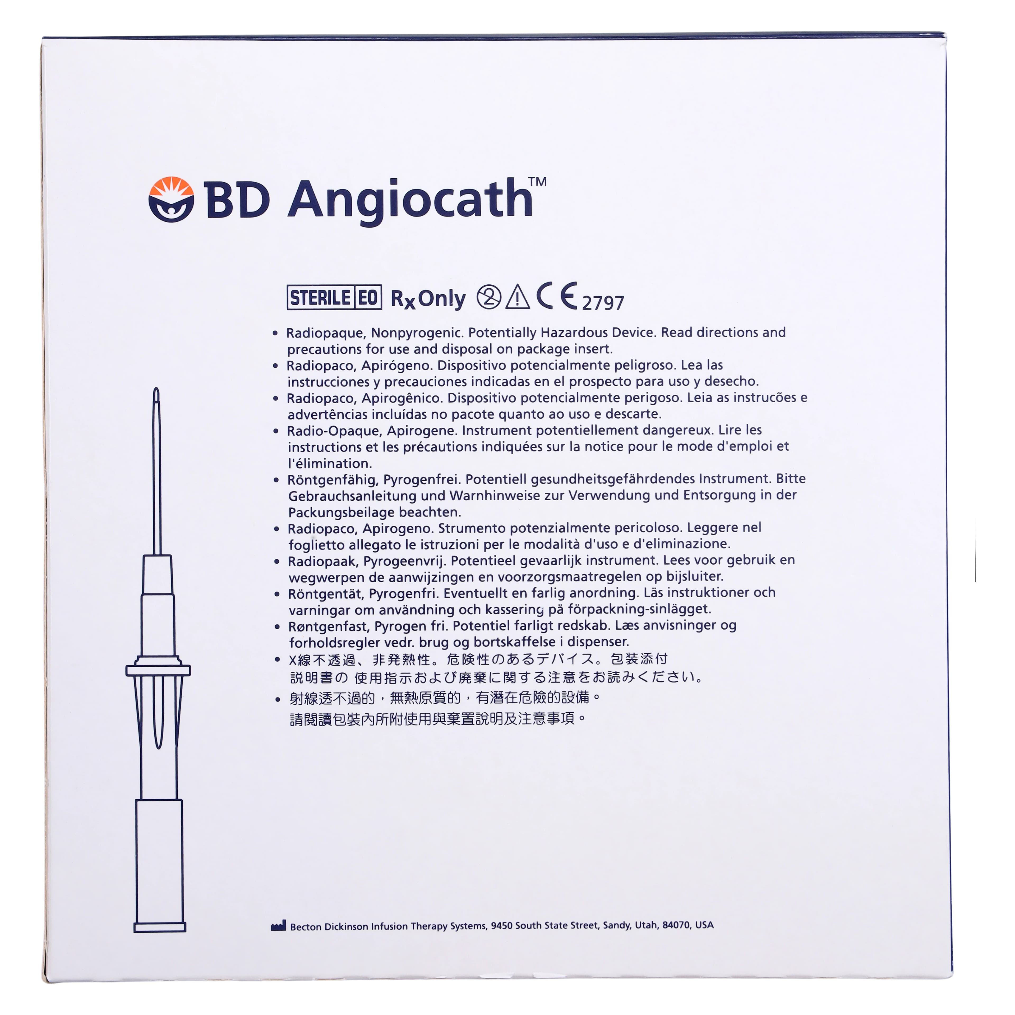 Angiocath Peripheral Venous Catheter, 20 Gauge, 1-7/8" Tapered Tip, Pink, Sterile, Latex-Free, Radiopaque, 50/Box thumbnail 5