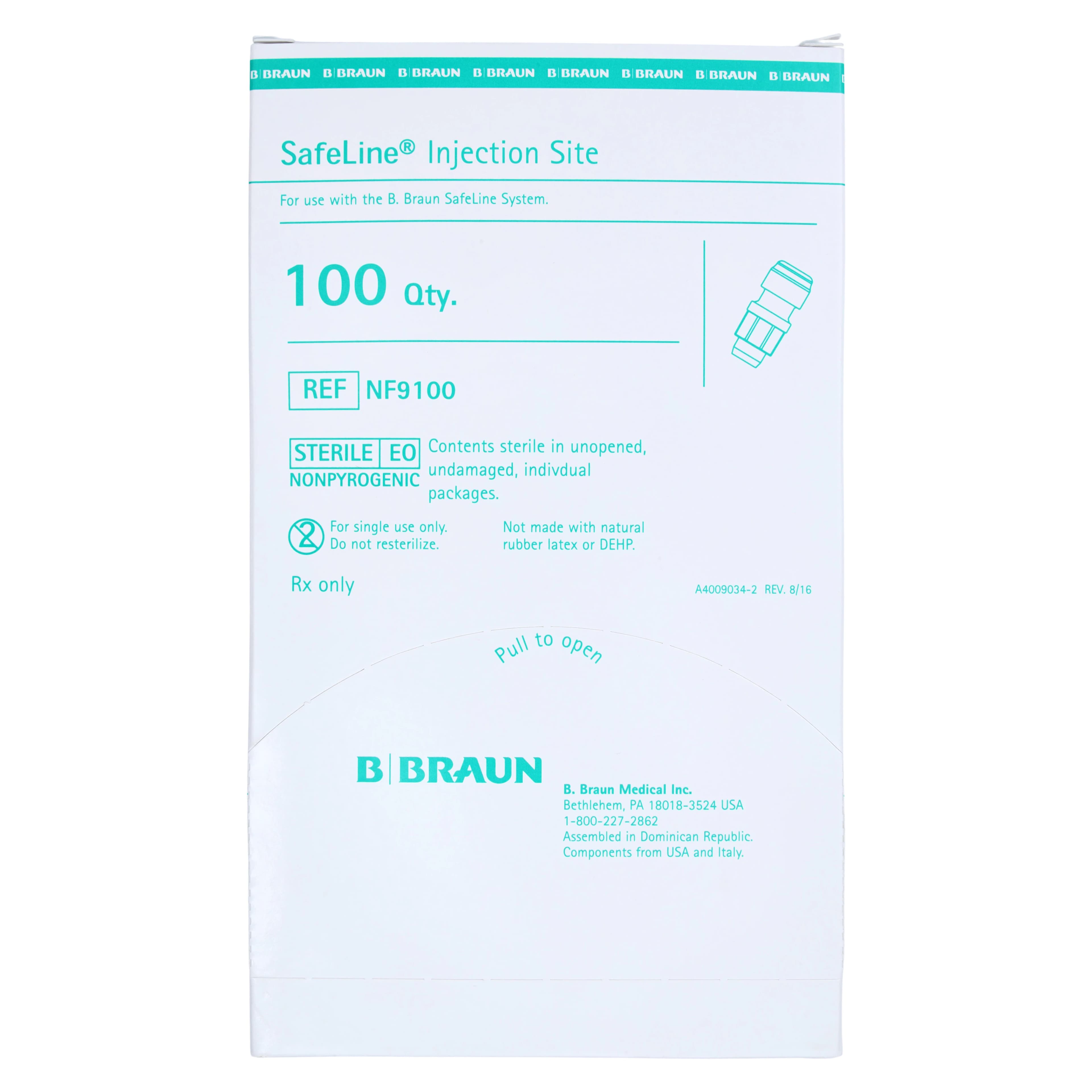 B. Braun SafeLine Injection Site, Needleless Split Septum Connector, Sterile, Latex-Free, Clear, 100/Box thumbnail 4