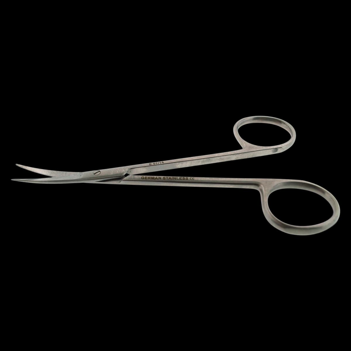 Iris Scissors, Curved, 4-1/2" Stainless Steel, Non-Sterile, Reusable - Scissors Iris Curved Rd Shank - Image 1