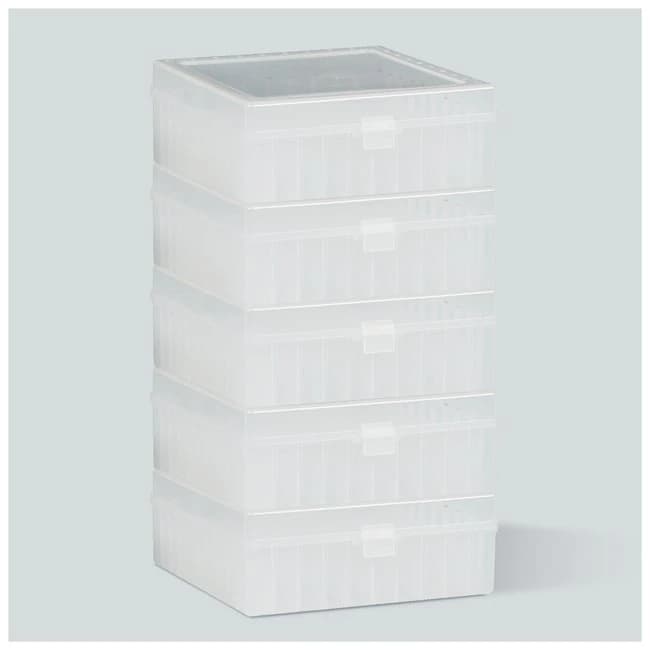 Fisherbrand Freezer Storage Box, Polypropylene, Hinged Lid, 100-Place, Natural, 5/Pack - Box Freezer Storage PP 100 Plc - Image 1
