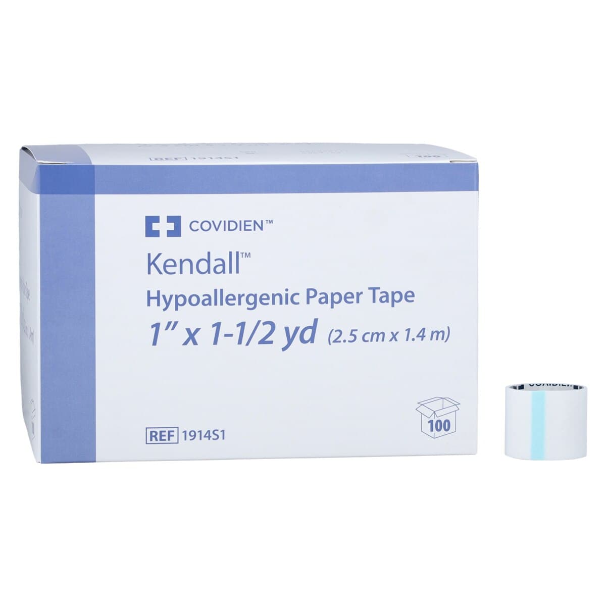 Kendall Hypoallergenic Paper Tape, 1" x 1.5 yds, White, Non-Sterile, 100/Box thumbnail 2