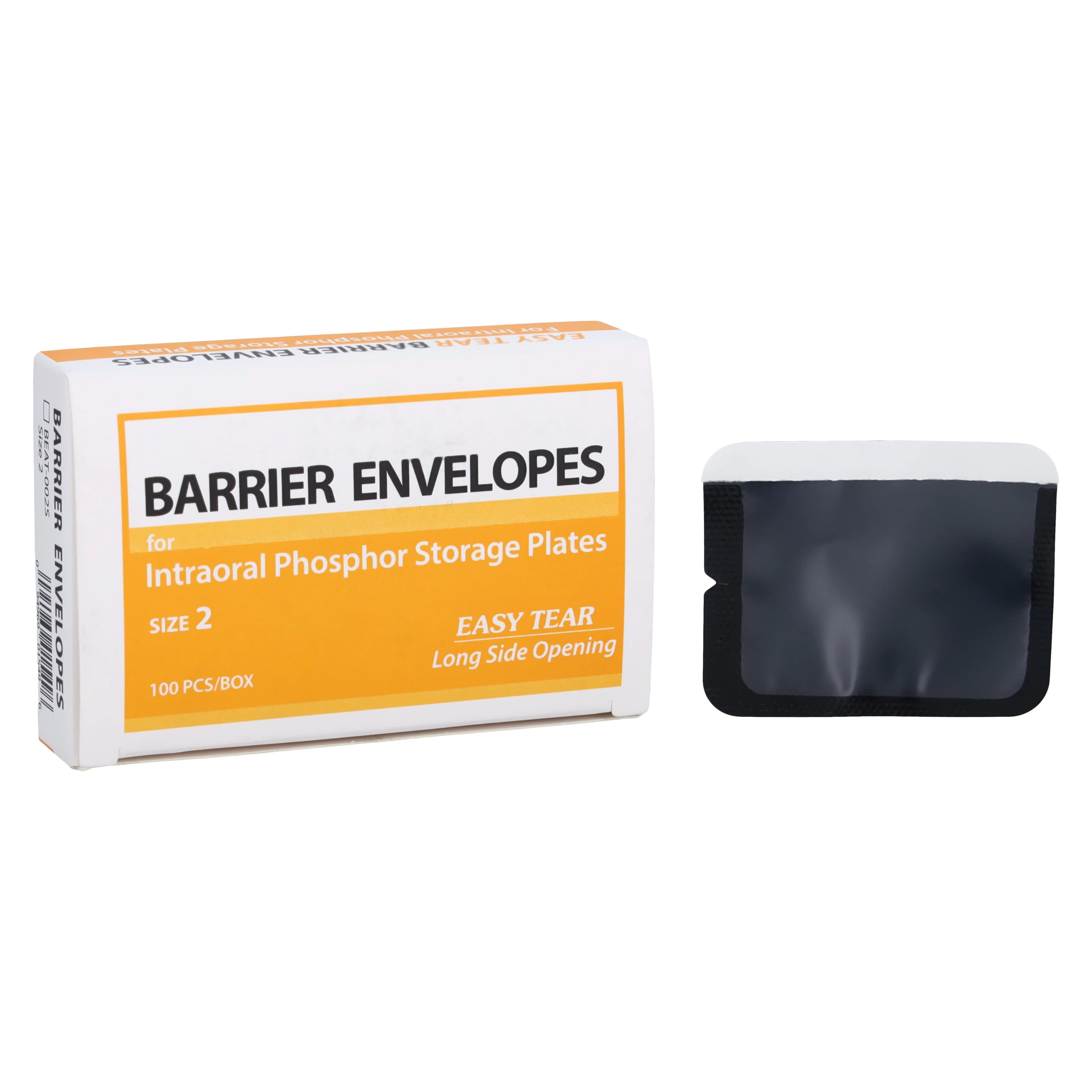 Plasdent Easy-Tear Soft Barrier Envelopes for Phosphor Plates, Long-Side Loading, Size 2, 100/Box, BEAT-002S - Easy-Tear Long-Side Load Barrier Envelopes 100/Box - Image 1