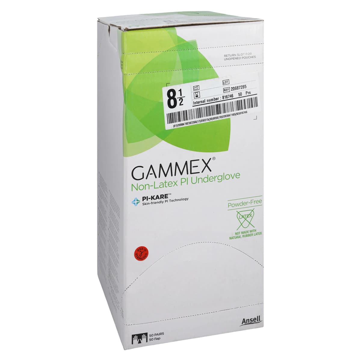 Gammex Non-Latex PI Micro Polyisoprene Surgical Gloves, Size 8-1/2, Sterile, Powder-Free, Green, 50 Pairs/Box thumbnail 4