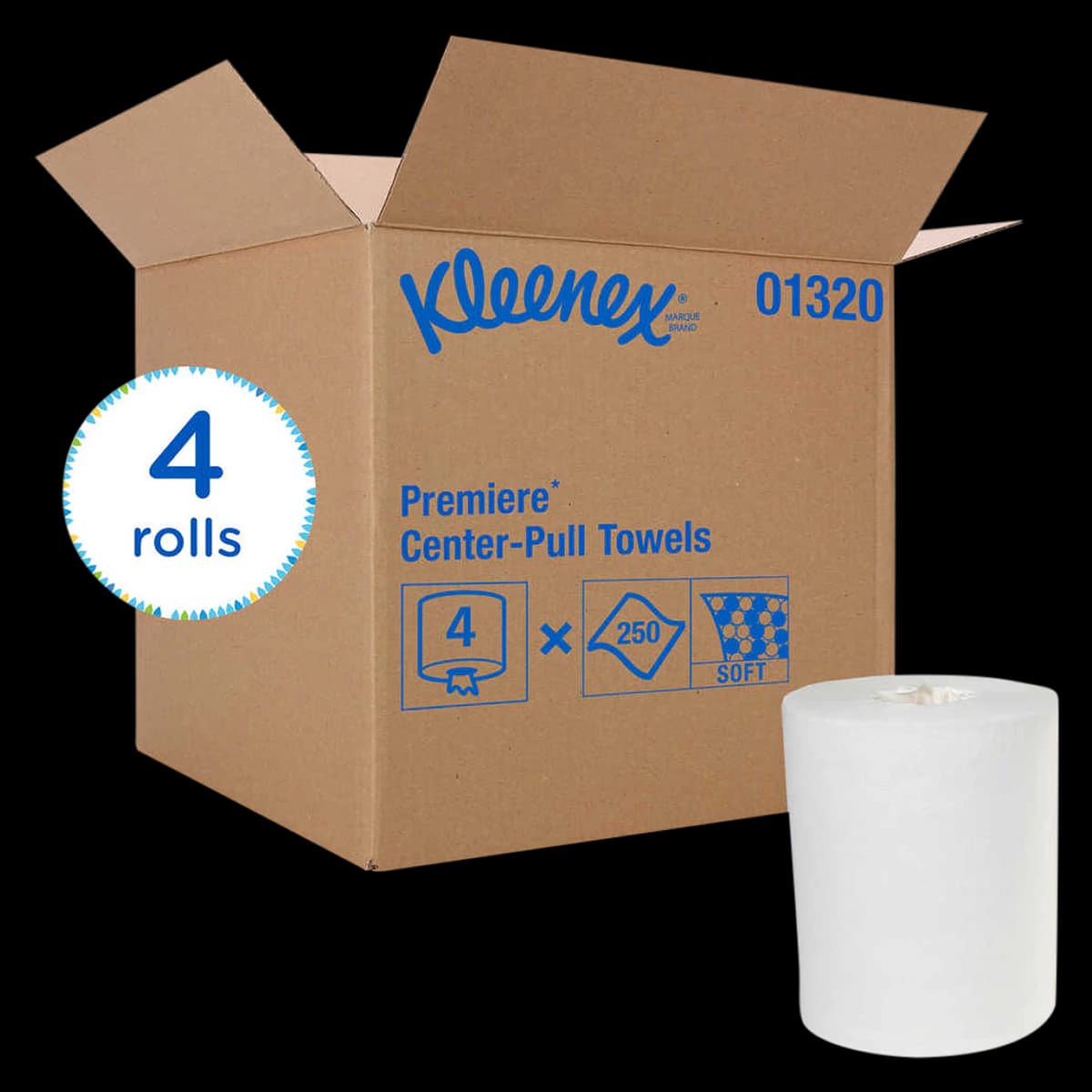 Kleenex Premiere Center-Pull Towels, 1-Ply, 8" x 15", White, 250/Roll, 4 Rolls/Case, 01320 thumbnail 2