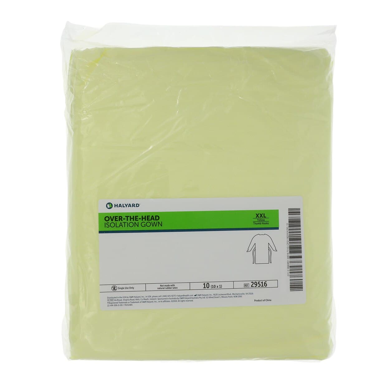 O & M Halyard Isolation Gown, 3-Layer SMS, Yellow, 2X Large, 100/Case thumbnail 5