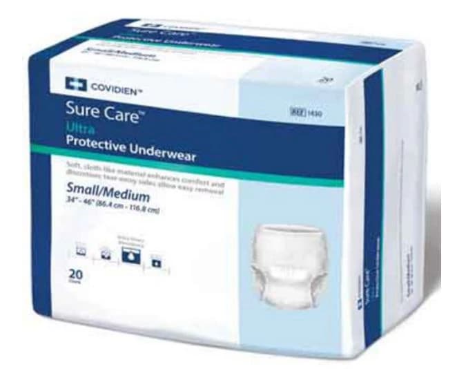 Sure Care Incontinence Underwear, Unisex, Small/Medium, 34-46" Waist, Ultra Absorbency, Disposable, 80/Case - Brief Sure Care PUW Ultra - Image 1