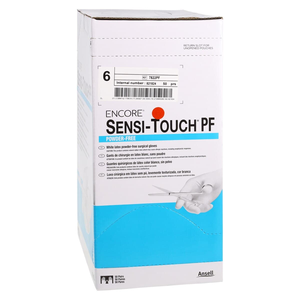 Encore Sensi-Touch Powder-Free Latex Surgical Gloves, Sterile, Size 6, 50 Pairs/Box (100 Gloves) thumbnail 4