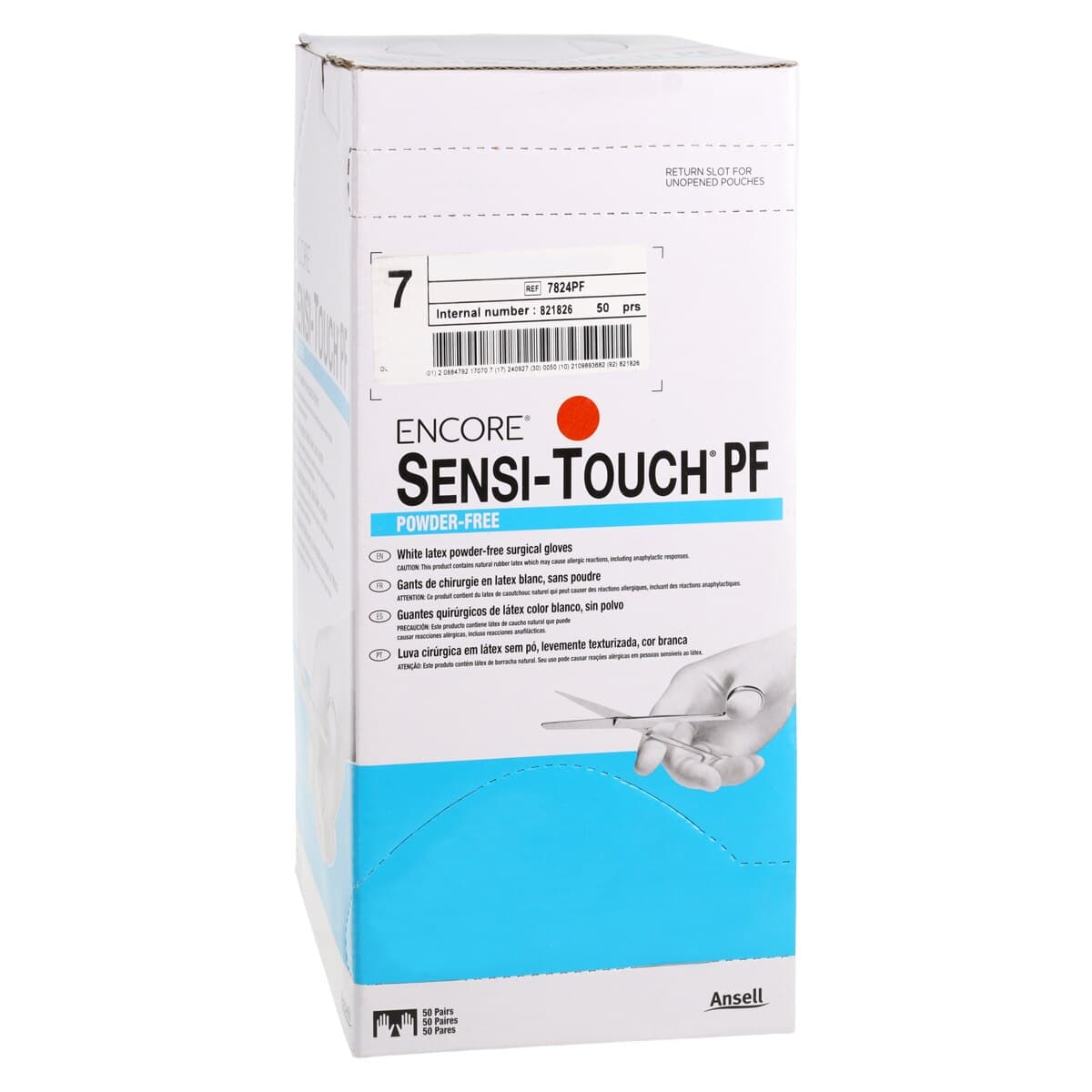 Encore® Sensi-Touch Powder-Free Latex Surgical Gloves, Sterile, Size 7, 50 Pairs/Box thumbnail 4