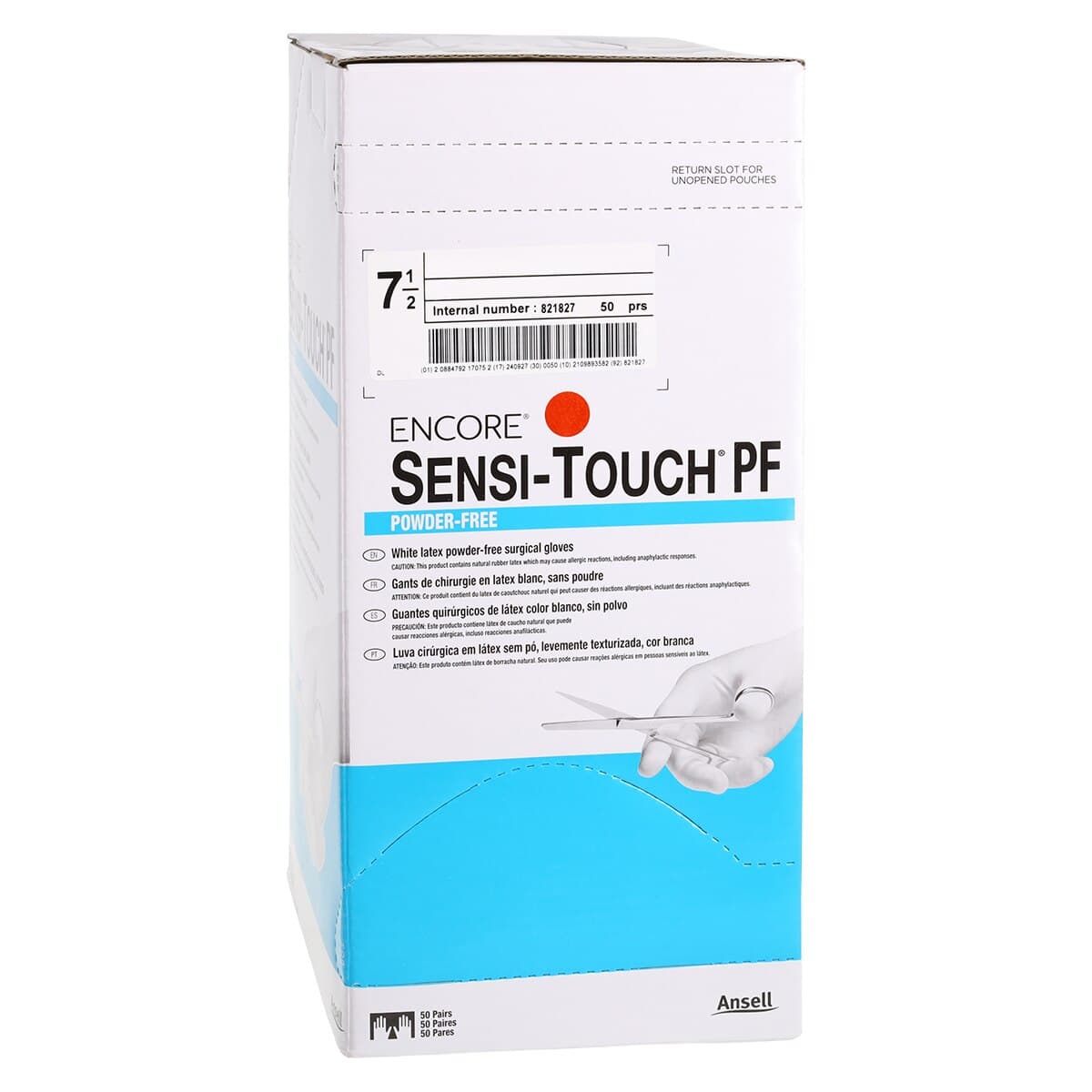Encore Sensi-Touch Powder-Free Latex Surgical Gloves, Sterile, Size 7.5, White, 50 Pairs/Box thumbnail 4