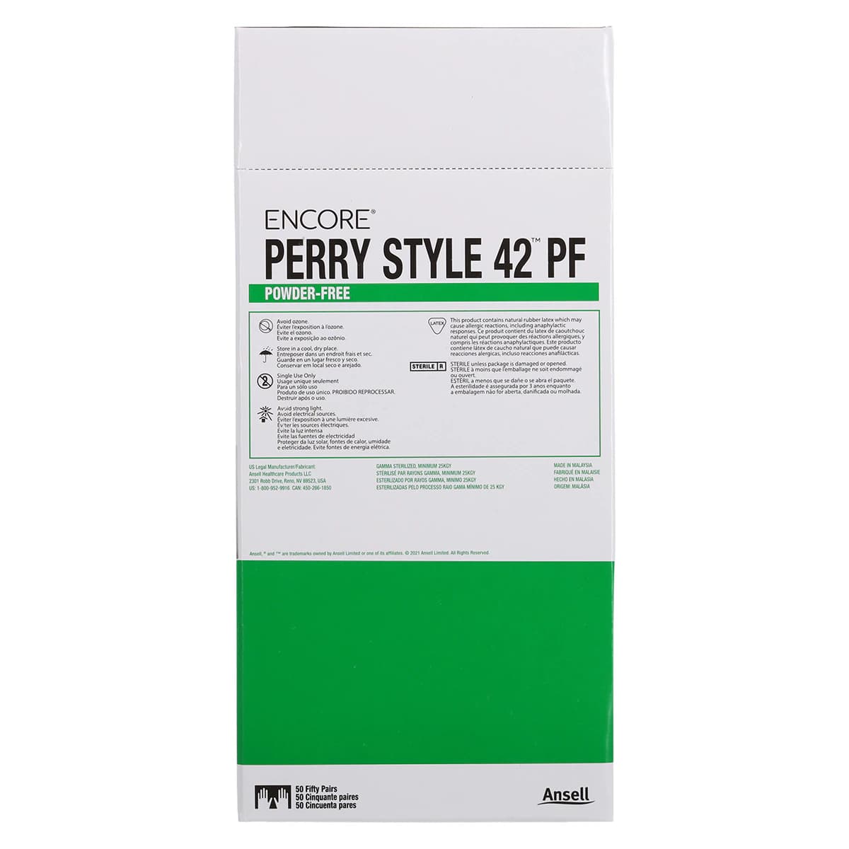 Ansell Encore Perry Style 42 Powder-Free Sterile Latex Surgical Gloves, Size 8, White, 50 Pairs/Box thumbnail 6