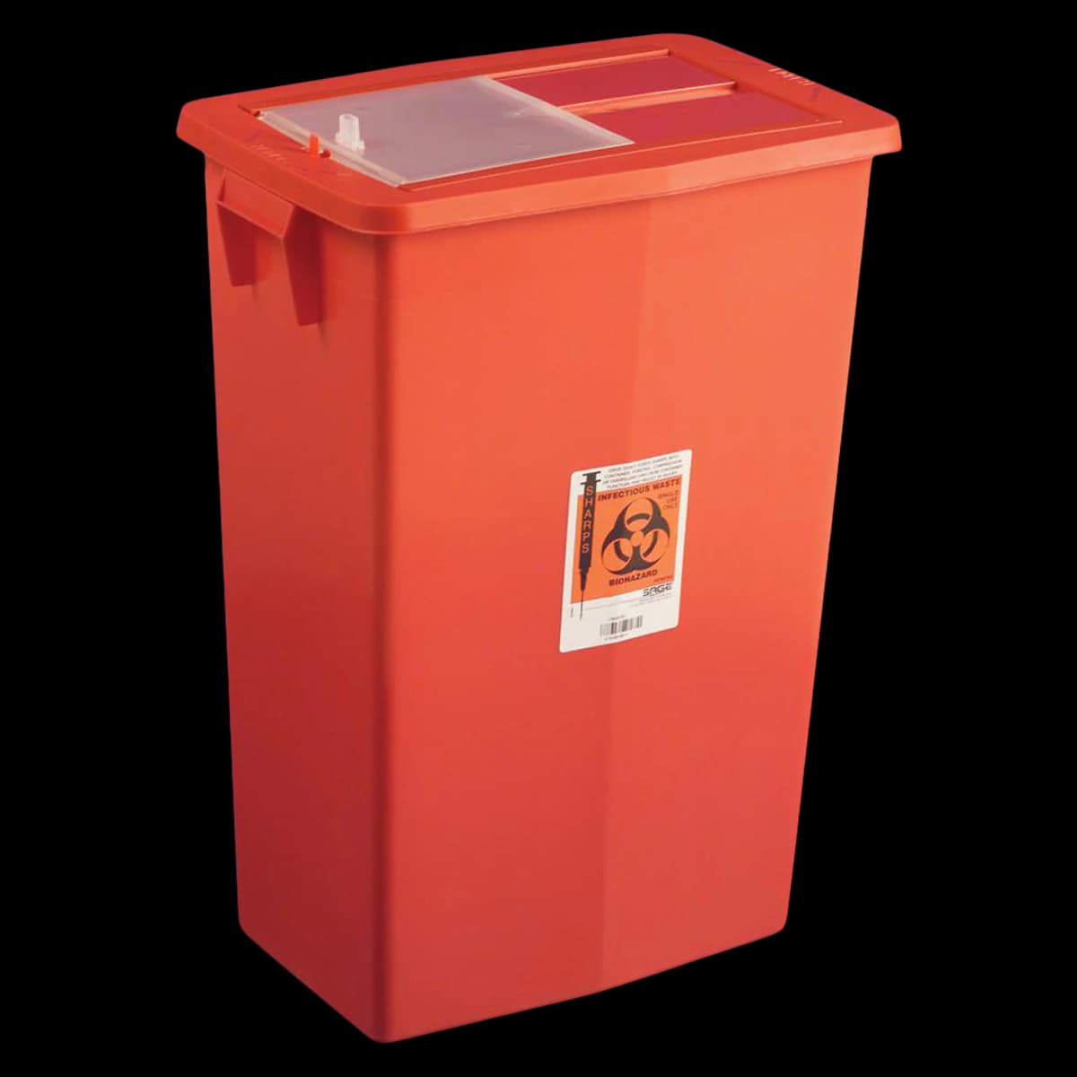 SharpSafety Sharps Container, 18 Gallon, Red, Sliding Lid, 12.75"D x 18.25"W x 26"H, Case of 5 - Sharps Container Sliding Lid - Image 1