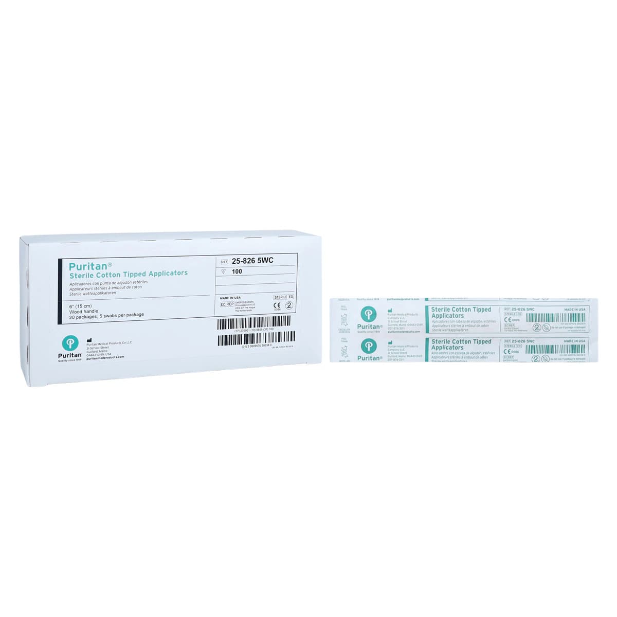 Puritan Bennett Cotton Applicator Swabs, Minitip, Wood Shaft, Sterile, 6 in, 1000/Case - Applicator Ctn Minitip Wood ST - Image 1