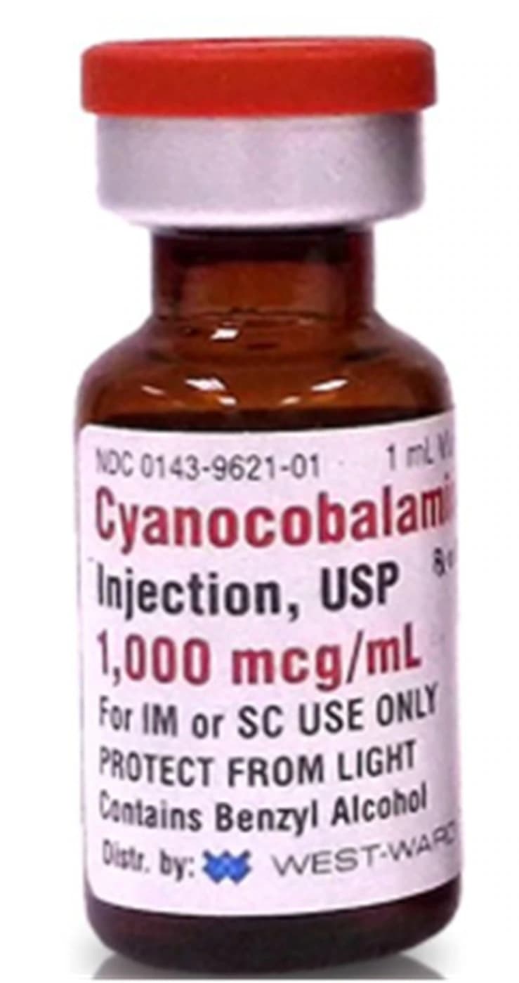 Cyanocobalamin Injection (B-12) SDV, 1,000 mcg/mL, 1 mL Vial, 25/Package - Cyanocobalamin Inj (B-12) SDV - Image 1