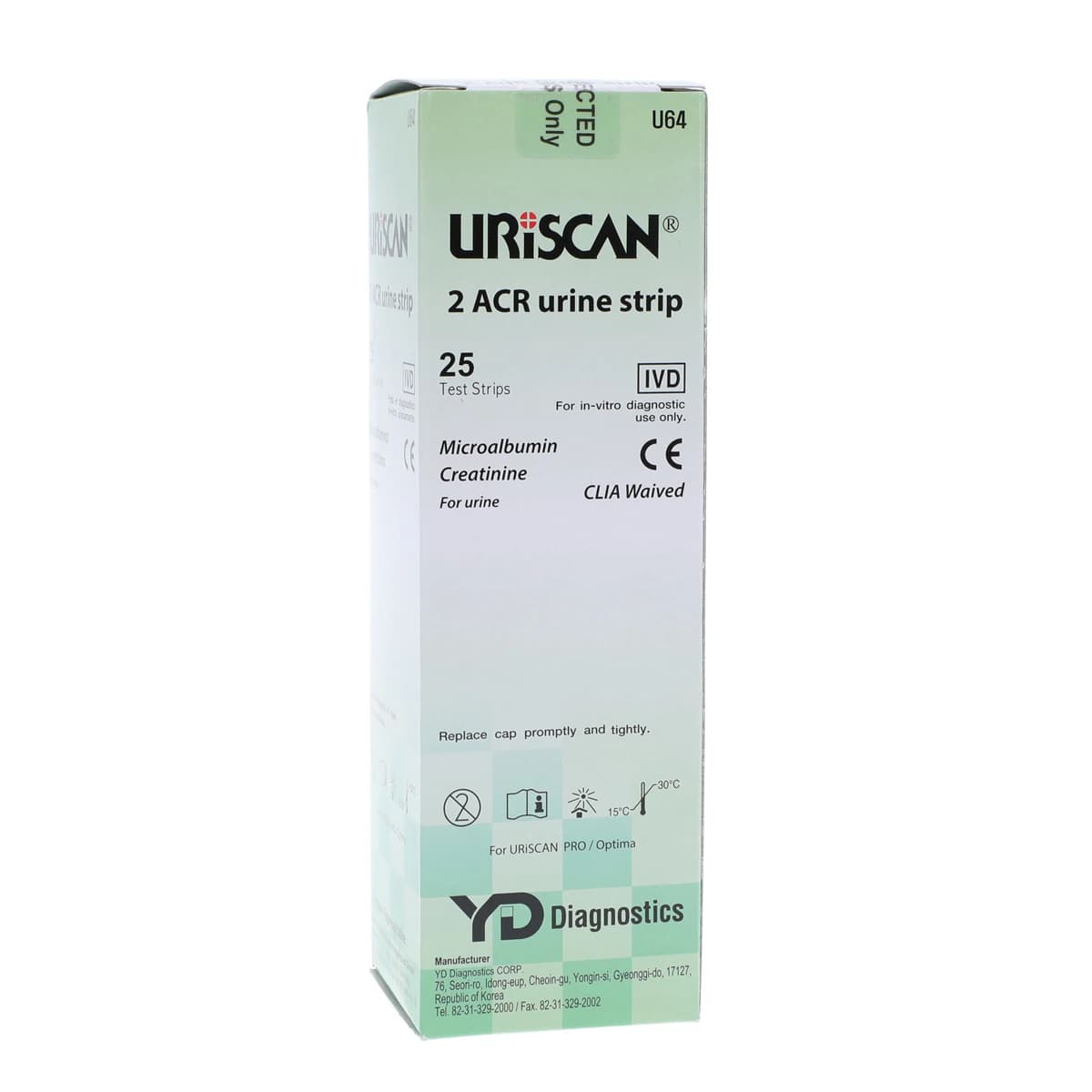 UriScan 2ACR Microalbumin and Creatinine Urine Test Strip, 25/Bottle - UriScan 2ACR M/C urn test stp - Image 1