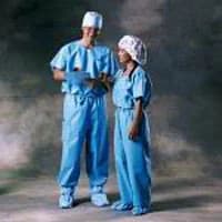 Halyard Scrub Shirt, Blue, 2X-Large, Disposable, 48/Case - Scrub Shirt Blue 2X-Large 48/c - Image 1