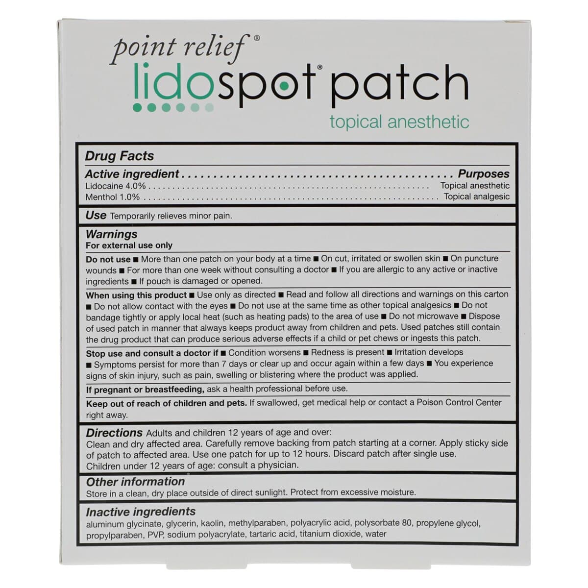 Point Relief LidoSpot Pain Relieving Patch, 4x6", 20/Package thumbnail 5