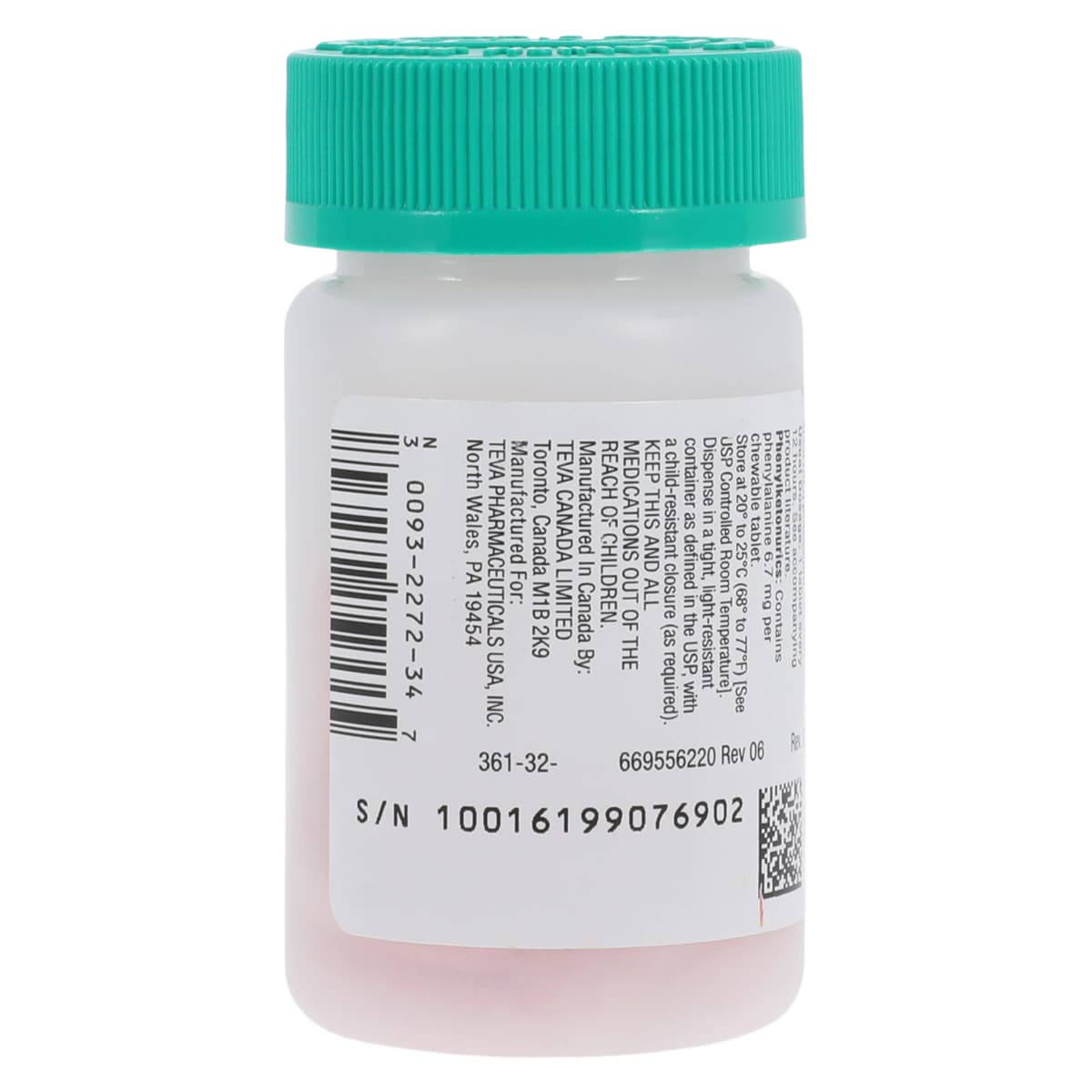 Amoxicillin/Clavulanate Potassium Chewable Tablets 400mg/57mg, 20 Count Bottle thumbnail 3