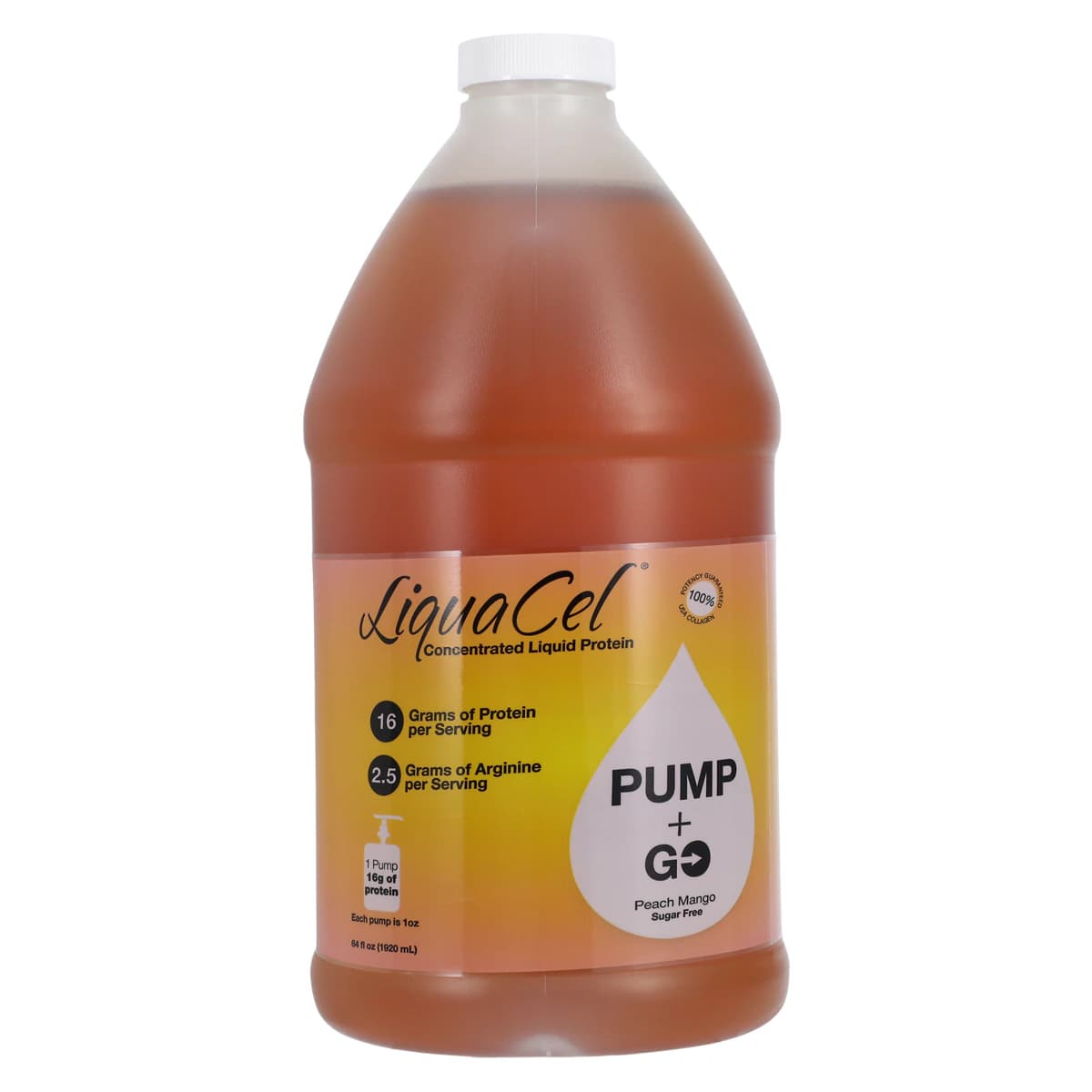 LiquaCel Pump & Go Liquid Protein, Peach Mango, 2/Case - LiquaCel Pump & Go - Image 1