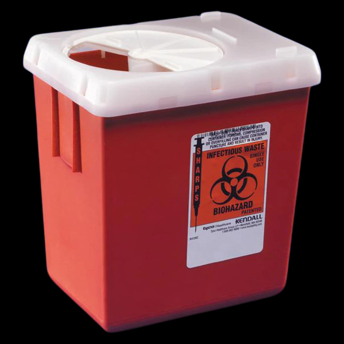 Cardinal Sharps Container, Vertical Drop, 2 Gallon, Red, Rotor Lid, 10x7-1/4x10-1/2", Reusable, Non-Sterile, Each - Sharps Cont Vertical Drop - Image 1