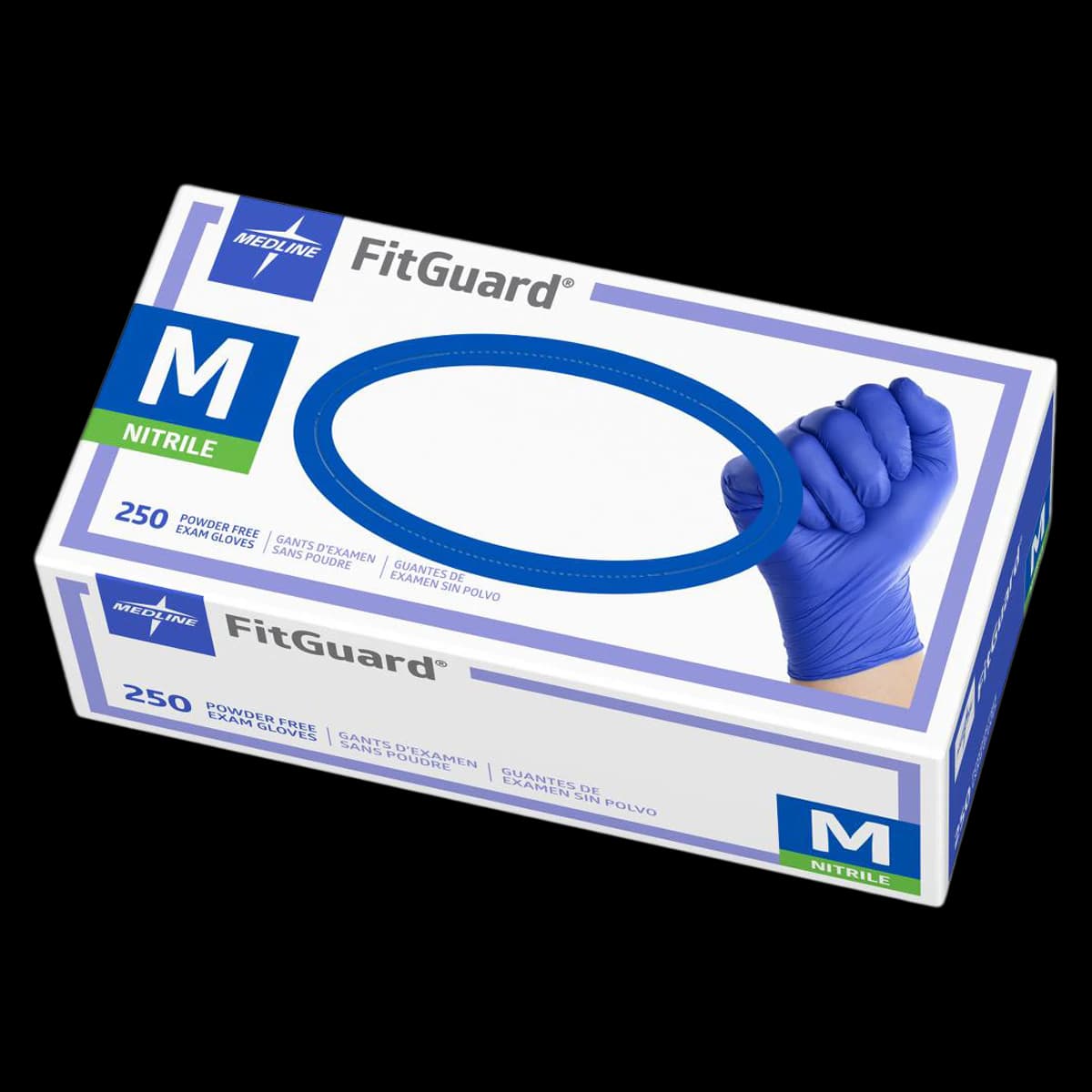 FitGuard Nitrile Medical Exam Gloves, Powder-Free, Textured, Medium, Dark Blue, Non-Sterile, Chemo Tested, 250/Box - FitGuard Nitrile MED PF Txt Gloves, Blue (250) - Image 1