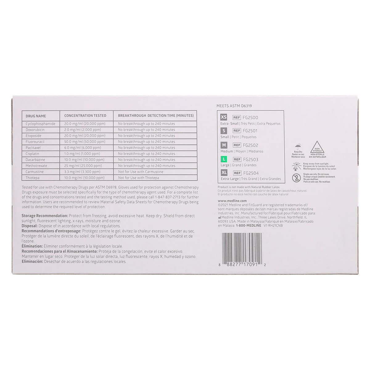 Medline FitGuard Nitrile Exam Gloves, Powder-Free, Non-Sterile, Large, Blue, Textured Fingertips, 250/Box thumbnail 7