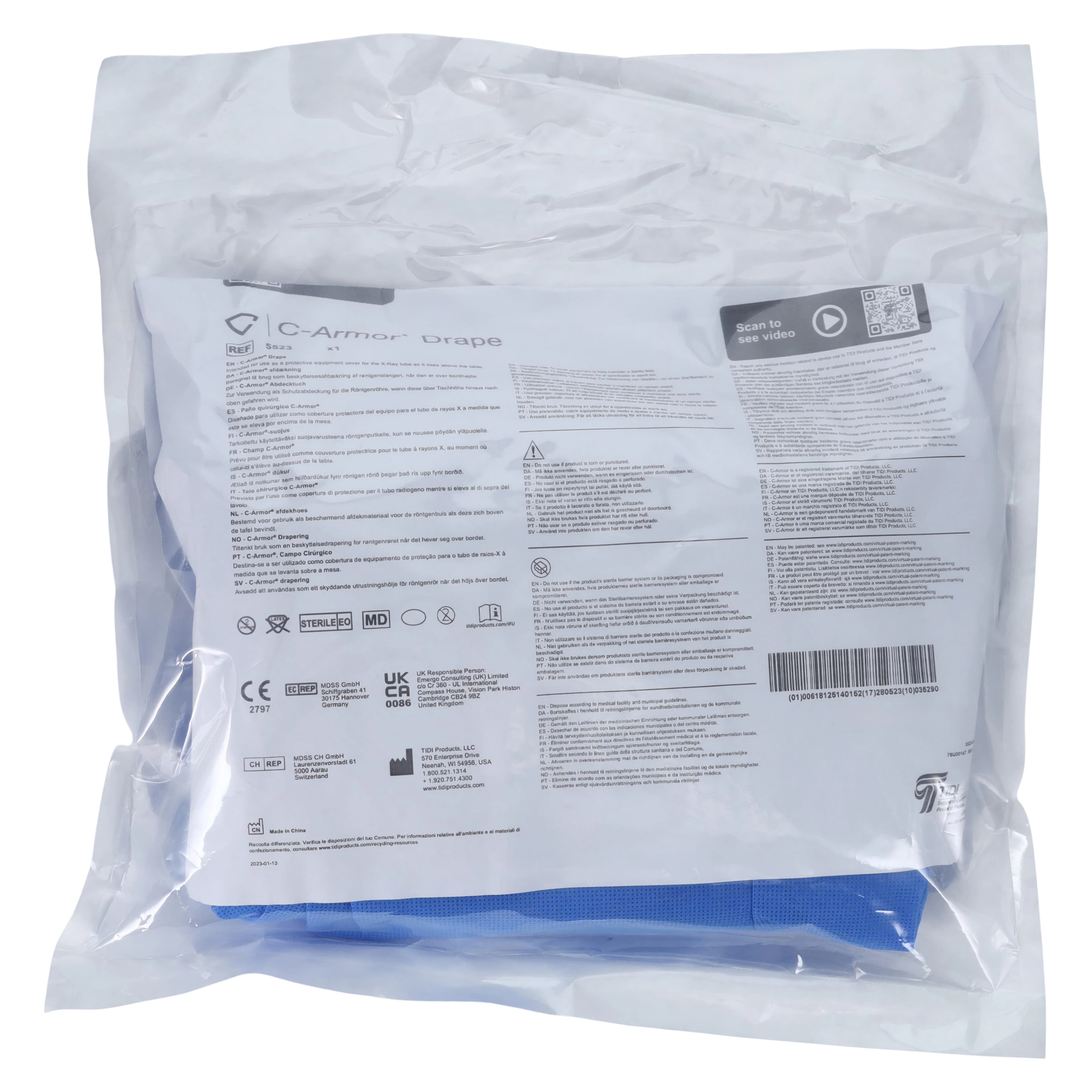 Tidi C-Armor Sterile C-Arm Drape, Clear, PE - Drape C-Armor Sterile PE Clear - Image 1