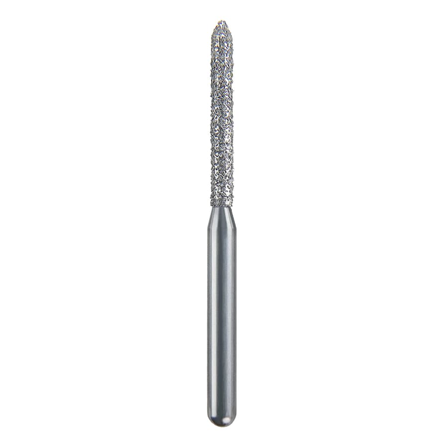 Spring Diamond FG Medium Beveled Cylinder Bur, 250.10M, 879-012, Friction Grip, 10.0mm, 25/Pack - #250.10 Medium Beveled Cylinder Spring Diamond FG 879-012 Single-Use Pack of 25 - Image 1