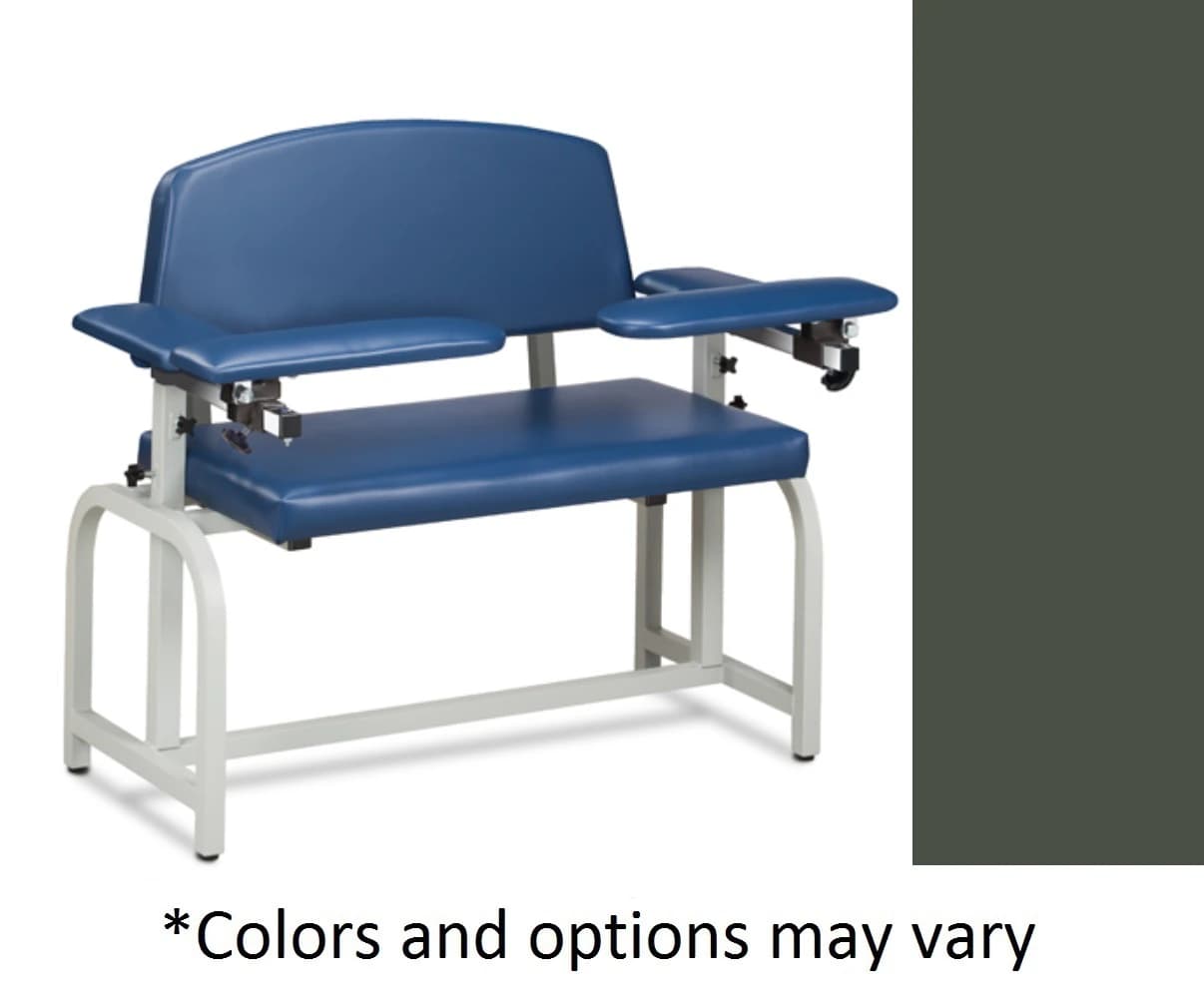 Clinton Industries Lab X Series Blood Draw Chair, Gunmetal Steel, Flip Arm, 400 lb Capacity - Chair Blood Draw XW Flip Arm - Image 1