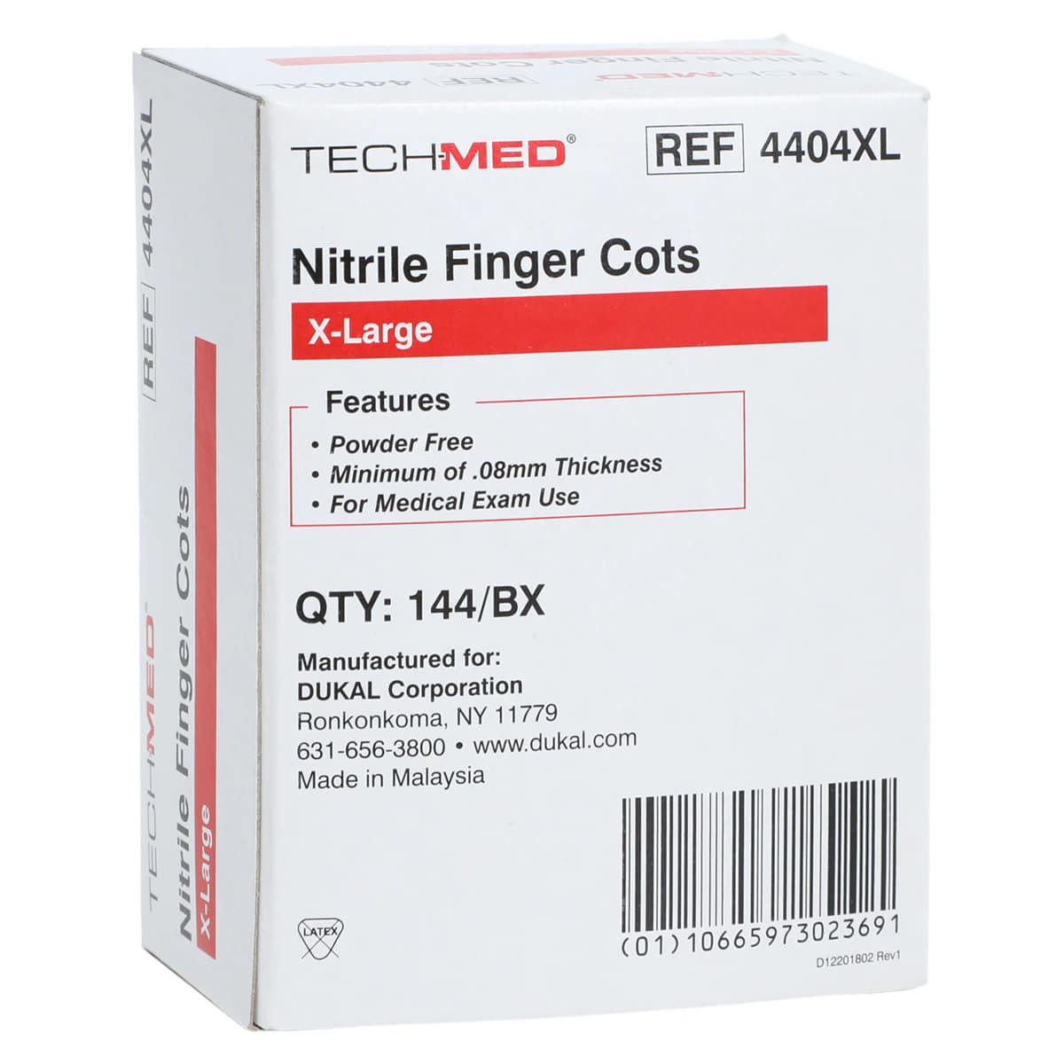 Tech-Med Nitrile Finger Cots, X-Large, Powder-Free, Latex-Free, 144/Box, 4404XL - Dukal - Tech Med Nitrile Finger Cots, X-Large, Box of 144 - Image 1